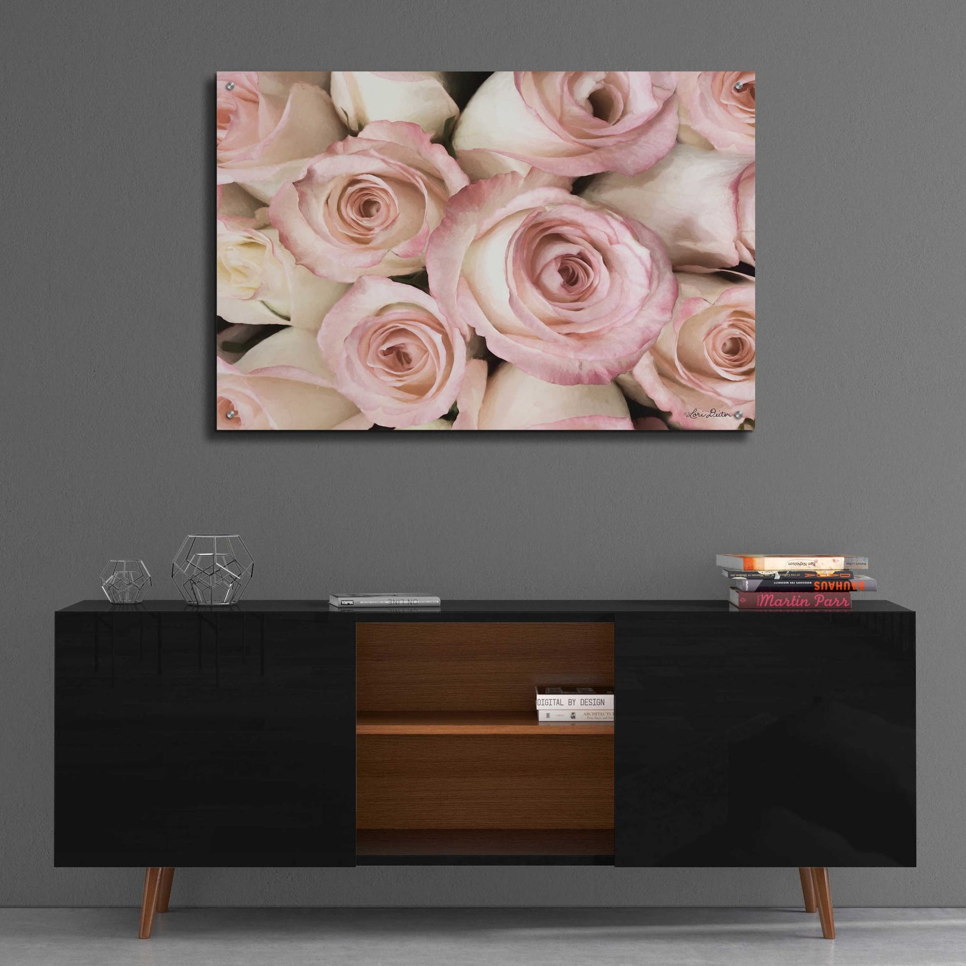 Epic Art 'Top View - Pink Roses' by Lori Deiter Acrylic Glass Wall Art,36x24