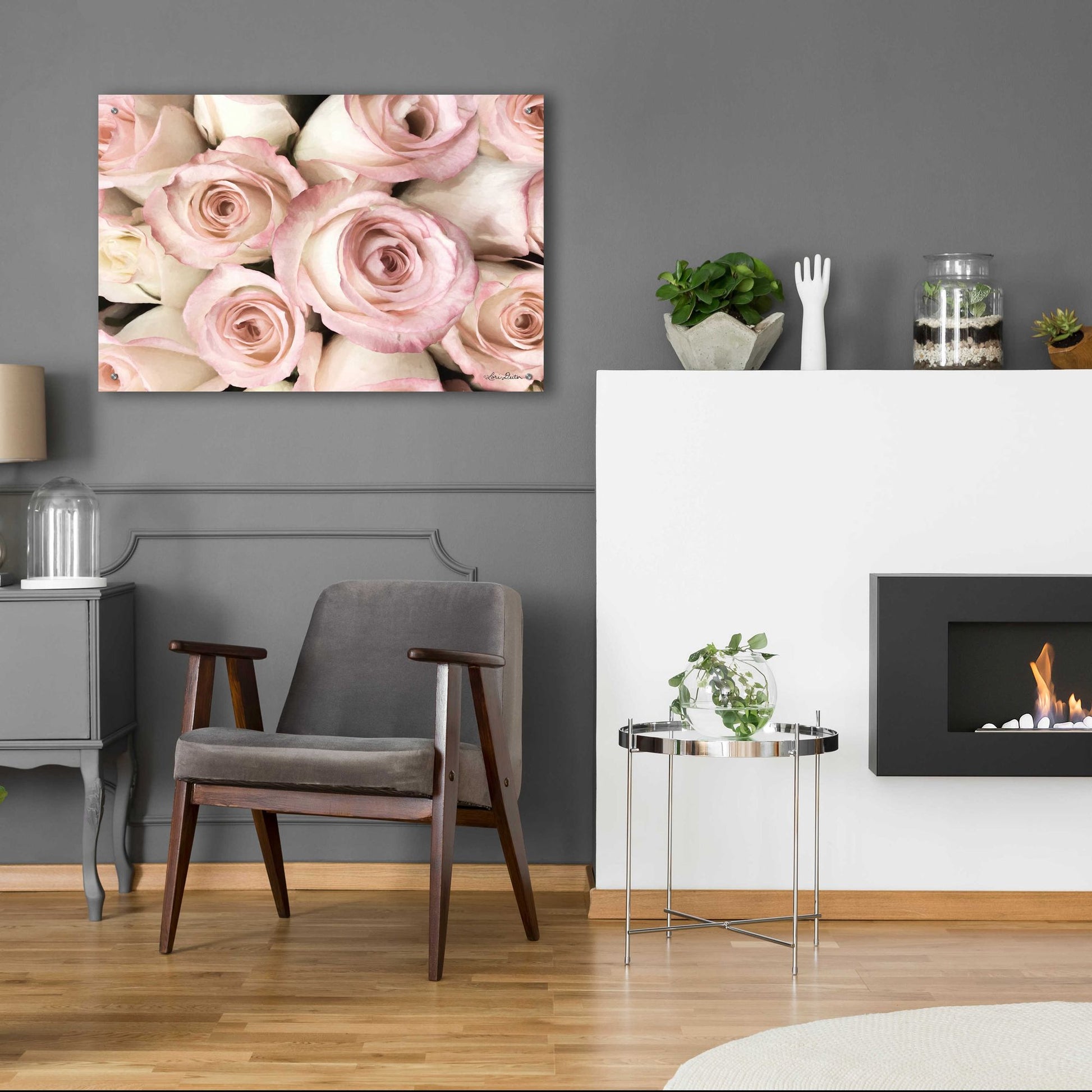 Epic Art 'Top View - Pink Roses' by Lori Deiter Acrylic Glass Wall Art,36x24