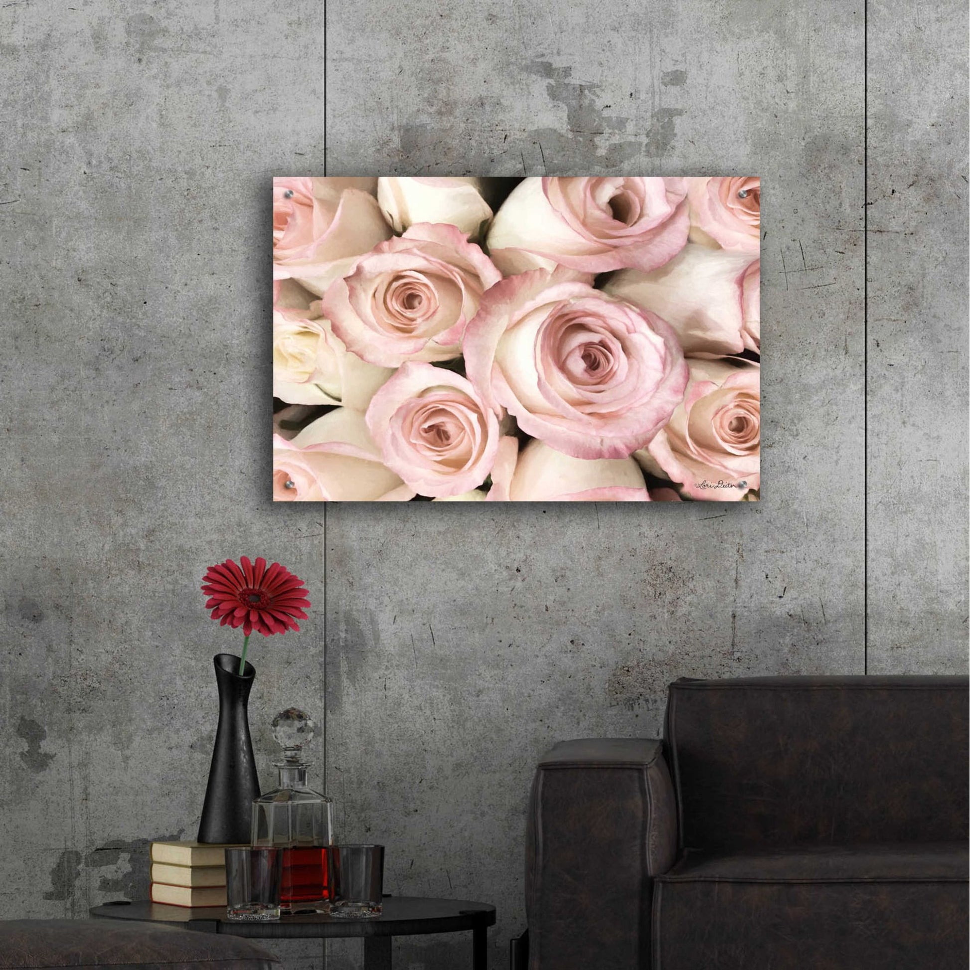 Epic Art 'Top View - Pink Roses' by Lori Deiter Acrylic Glass Wall Art,36x24