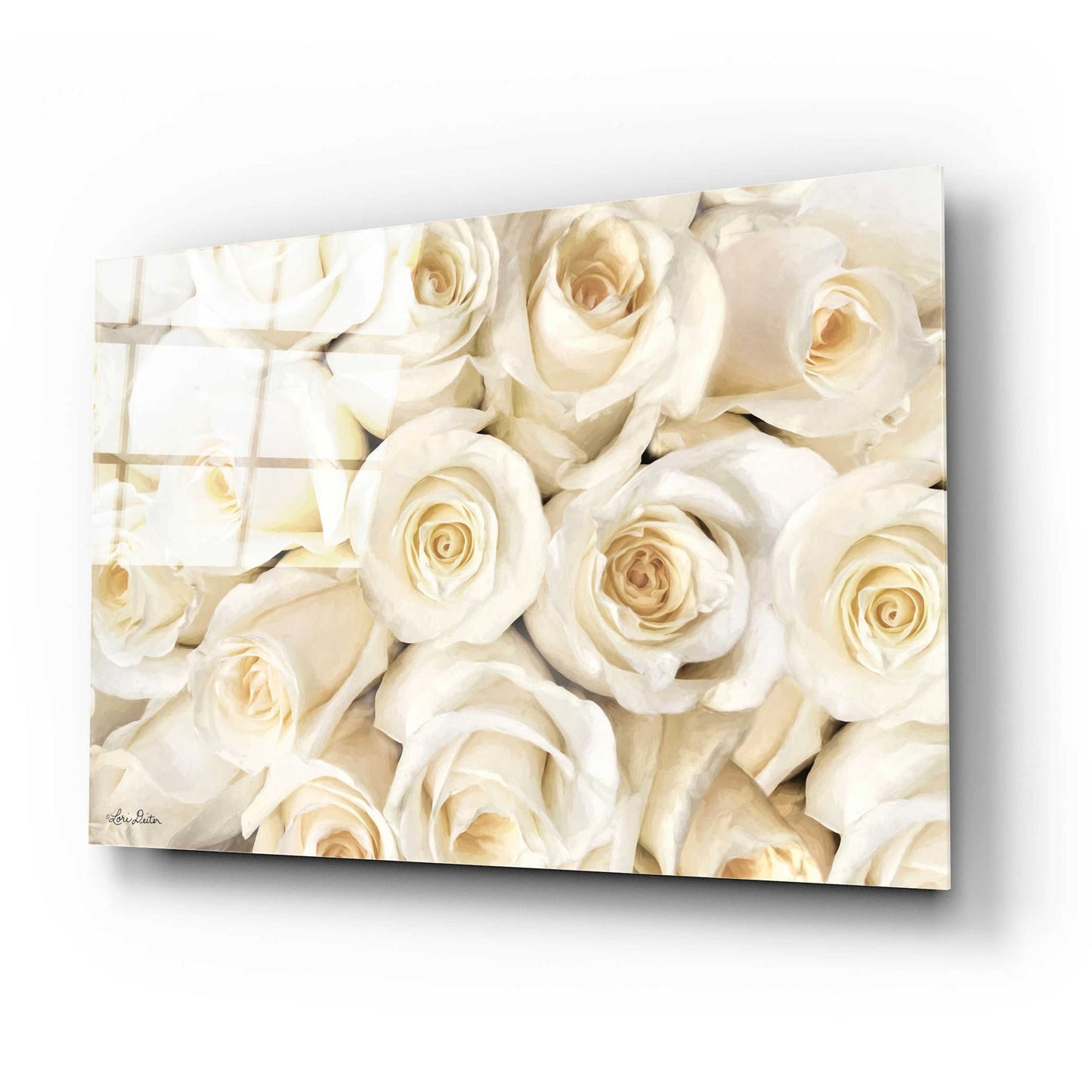 Epic Art 'Top View - White Roses' by Lori Deiter Acrylic Glass Wall Art,24x16