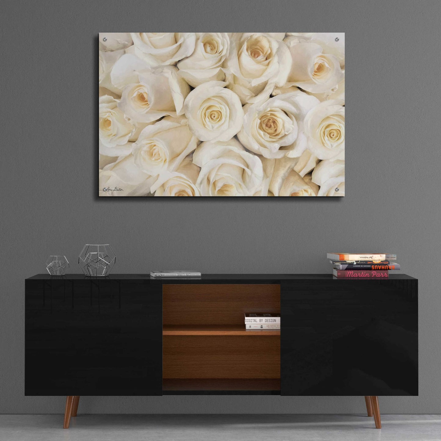 Epic Art 'Top View - White Roses' by Lori Deiter Acrylic Glass Wall Art,36x24