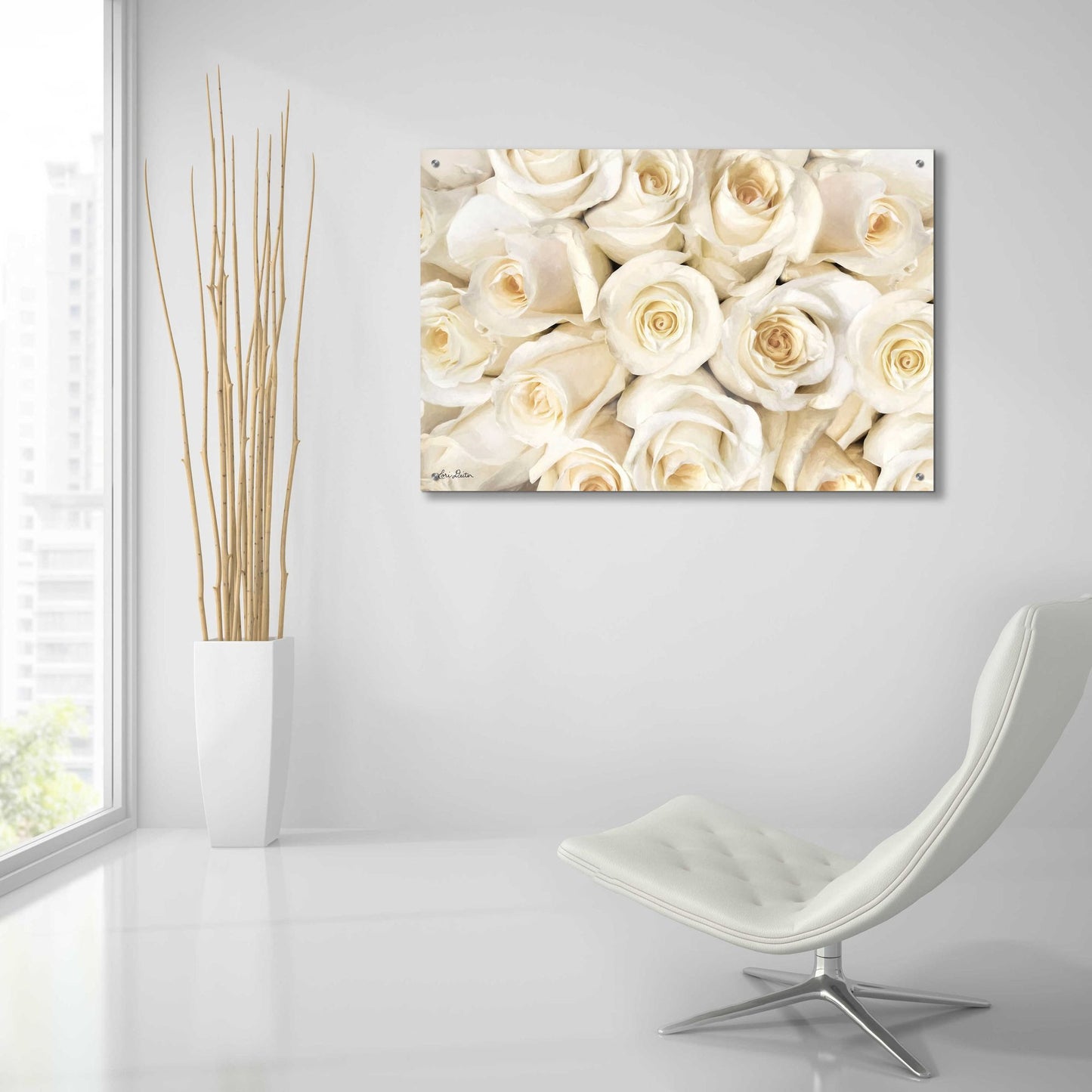 Epic Art 'Top View - White Roses' by Lori Deiter Acrylic Glass Wall Art,36x24