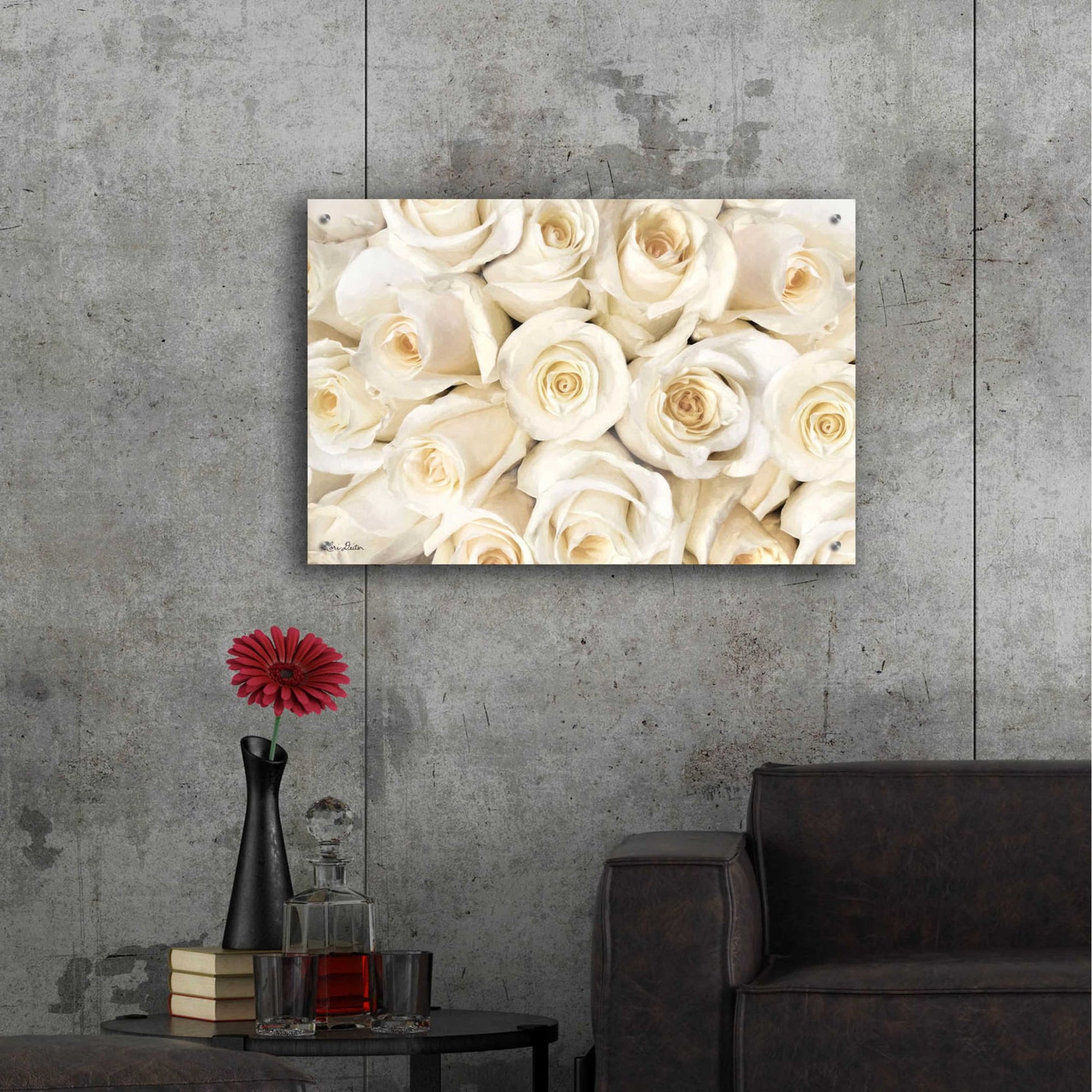 Epic Art 'Top View - White Roses' by Lori Deiter Acrylic Glass Wall Art,36x24