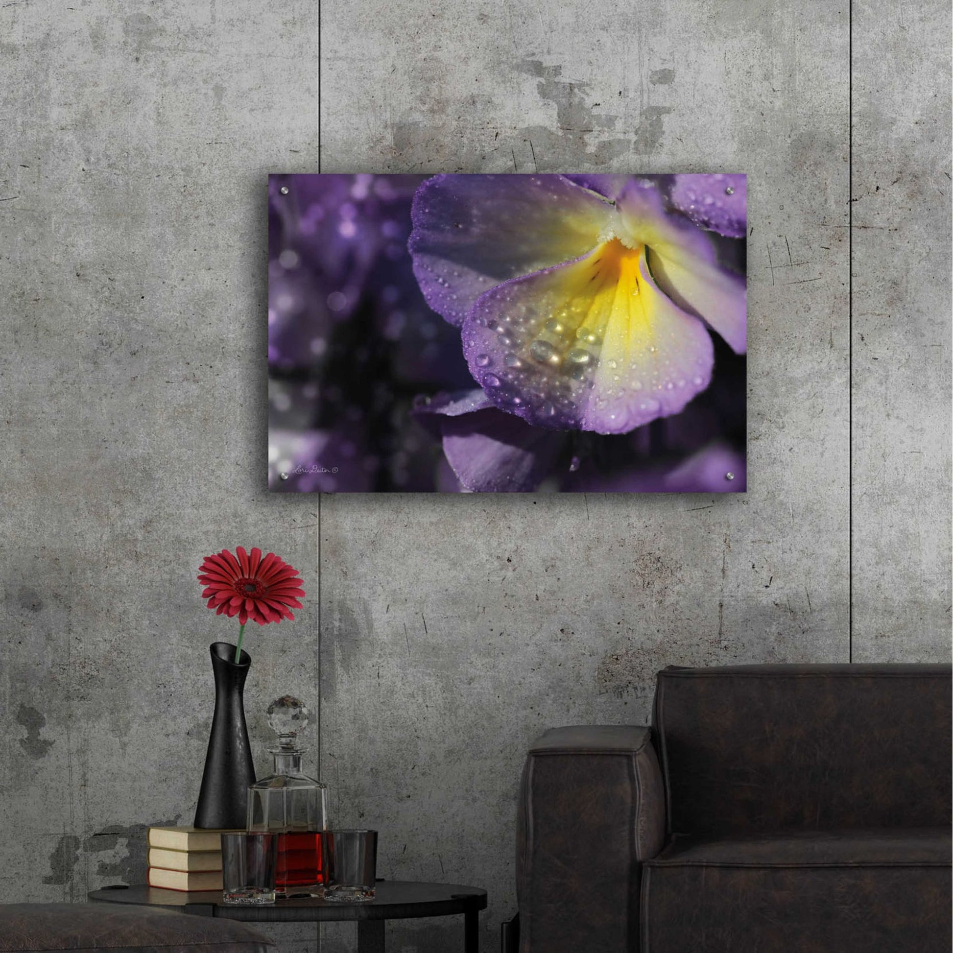 Epic Art 'Purple Pansy' by Lori Deiter Acrylic Glass Wall Art,36x24