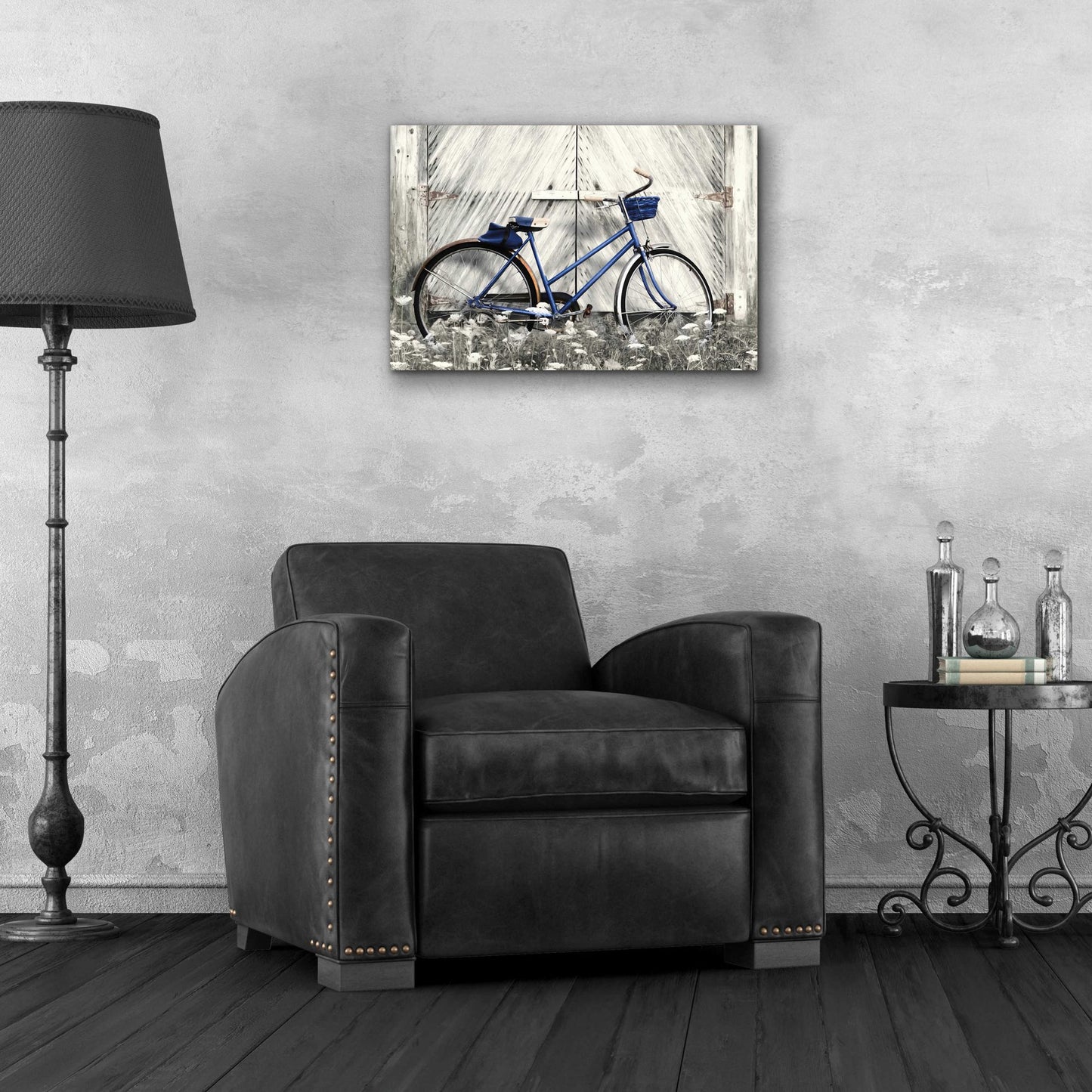Epic Art 'Blue Bike at Barn' by Lori Deiter Acrylic Glass Wall Art,24x16