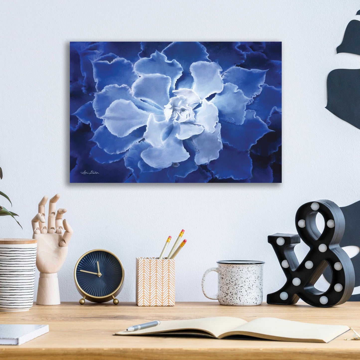 Epic Art 'Blue Succulent I' by Lori Deiter Acrylic Glass Wall Art,16x12