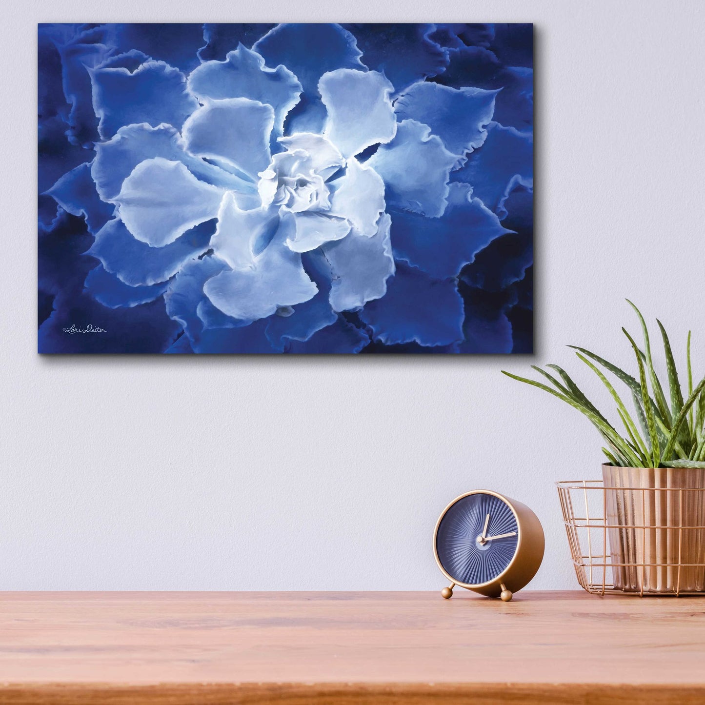 Epic Art 'Blue Succulent I' by Lori Deiter Acrylic Glass Wall Art,16x12