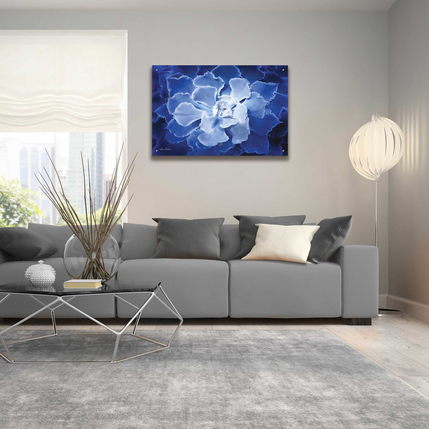 Epic Art 'Blue Succulent I' by Lori Deiter Acrylic Glass Wall Art,36x24