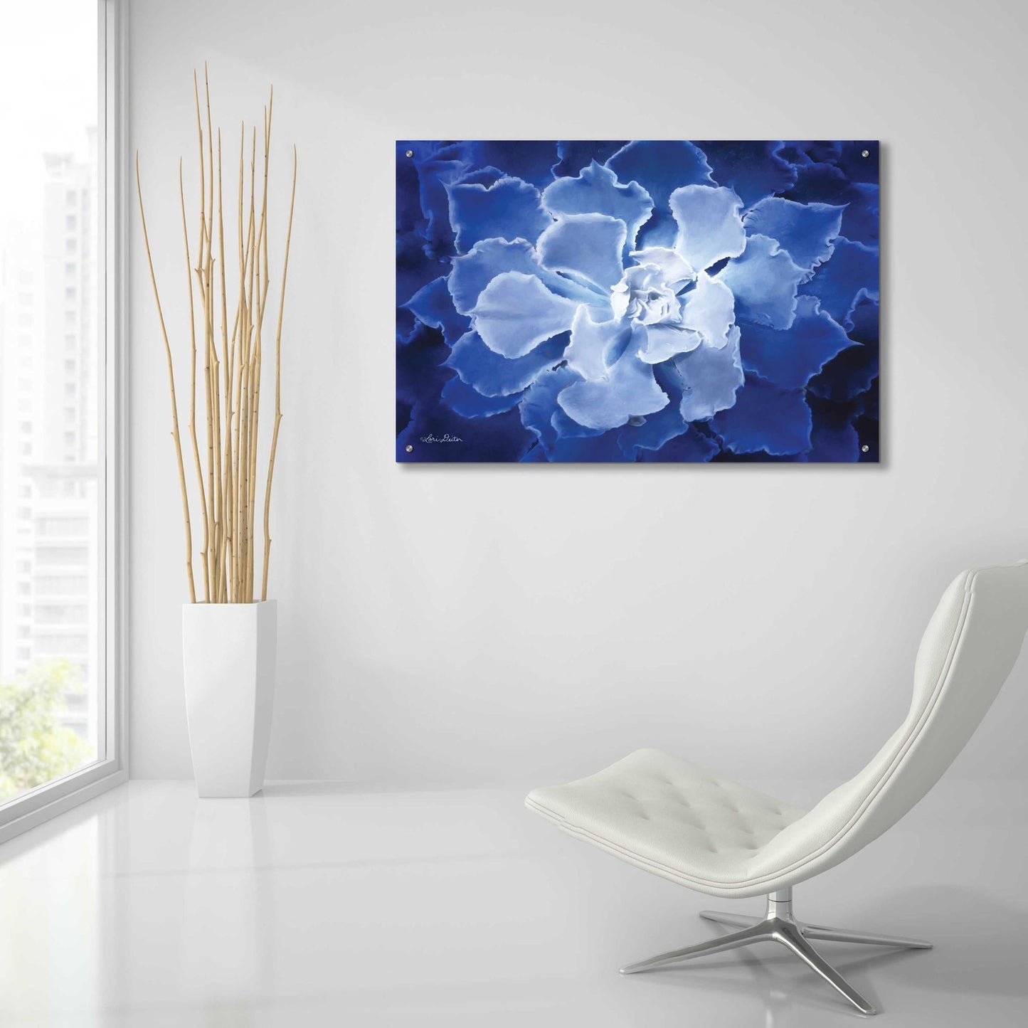 Epic Art 'Blue Succulent I' by Lori Deiter Acrylic Glass Wall Art,36x24