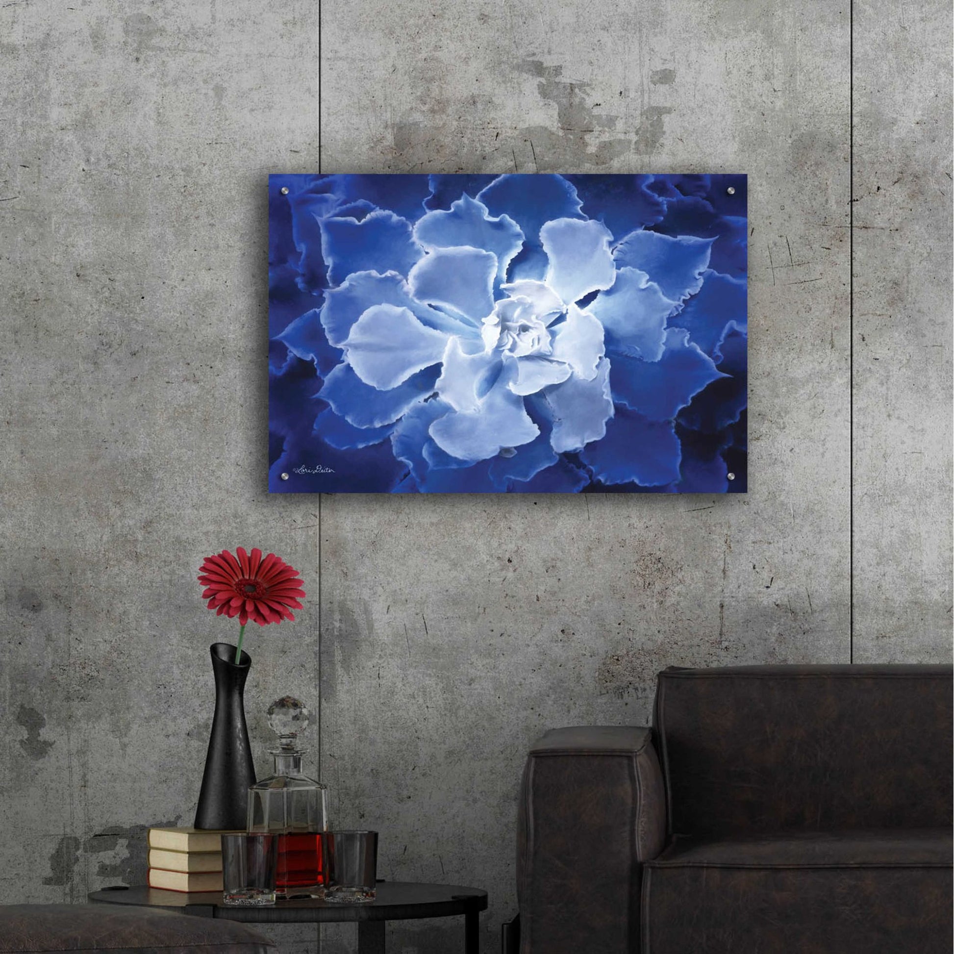 Epic Art 'Blue Succulent I' by Lori Deiter Acrylic Glass Wall Art,36x24