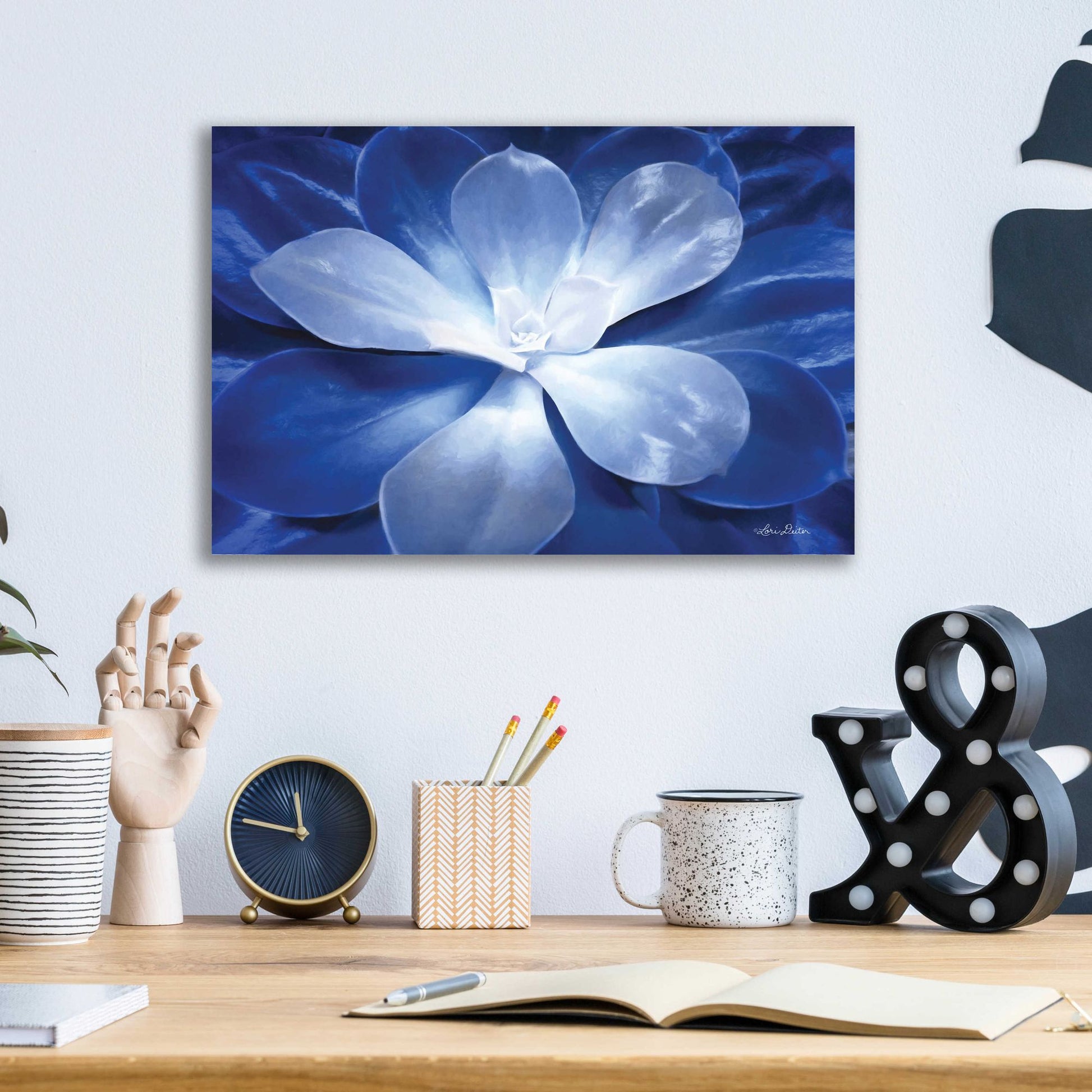 Epic Art 'Blue Succulent II' by Lori Deiter Acrylic Glass Wall Art,16x12