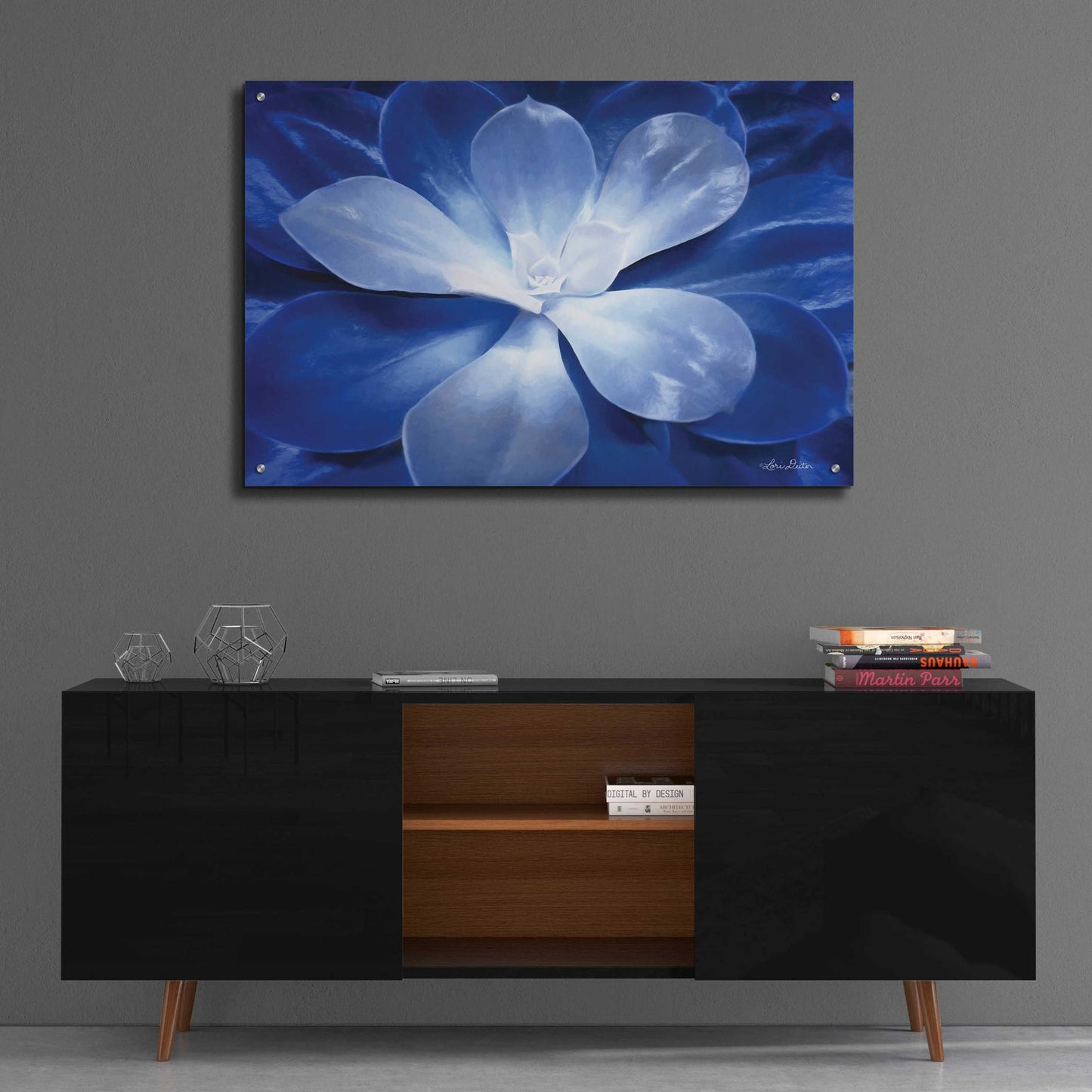 Epic Art 'Blue Succulent II' by Lori Deiter Acrylic Glass Wall Art,36x24