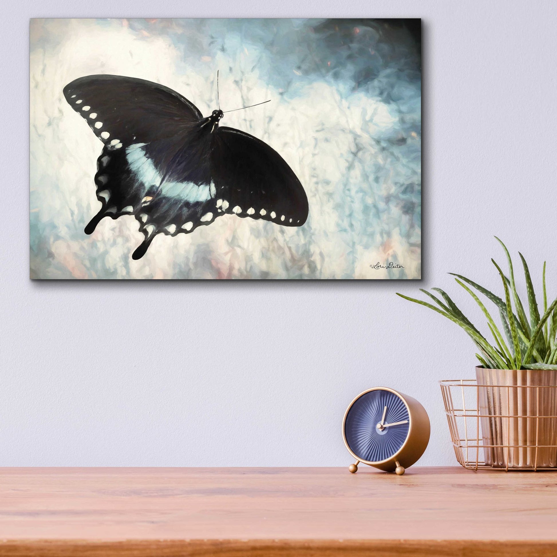 Epic Art 'Teal Butterfly I' by Lori Deiter Acrylic Glass Wall Art,16x12