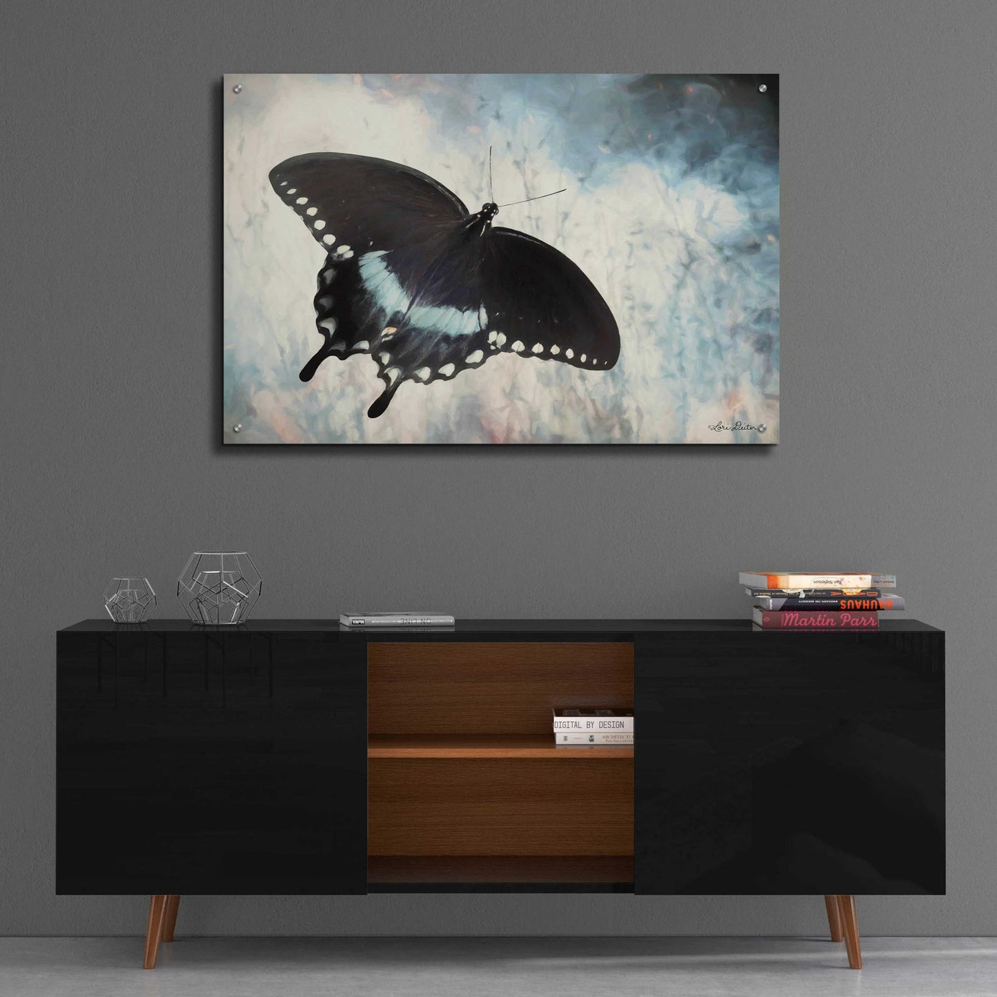 Epic Art 'Teal Butterfly I' by Lori Deiter Acrylic Glass Wall Art,36x24