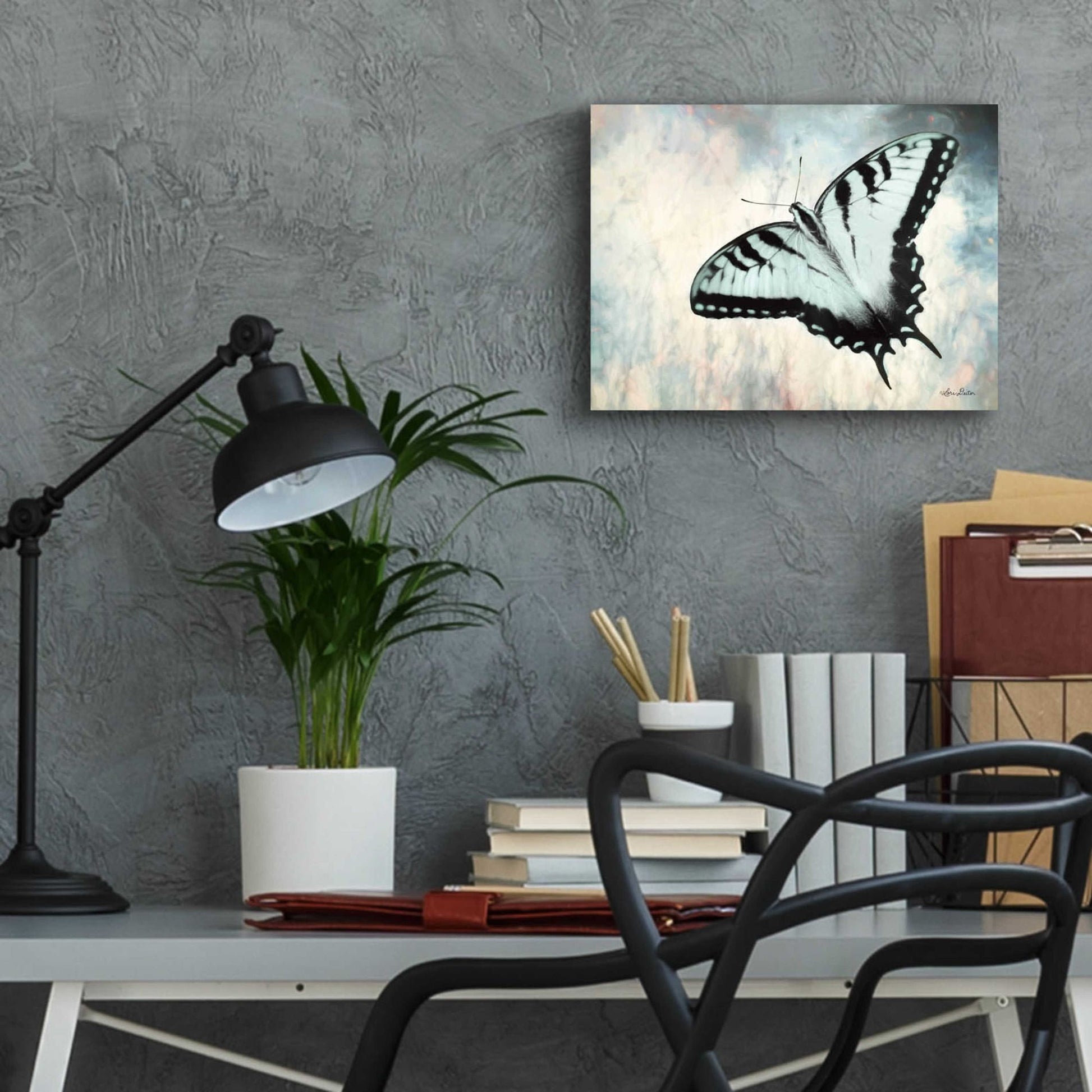 Epic Art 'Teal Butterfly II' by Lori Deiter Acrylic Glass Wall Art,16x12