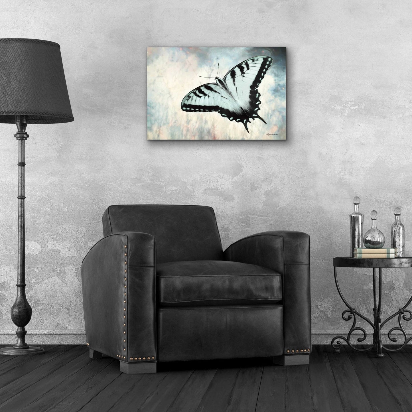 Epic Art 'Teal Butterfly II' by Lori Deiter Acrylic Glass Wall Art,24x16