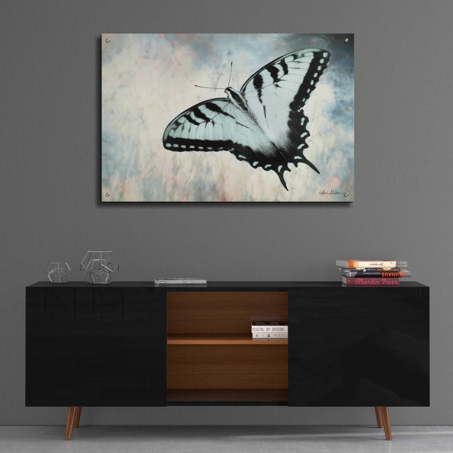 Epic Art 'Teal Butterfly II' by Lori Deiter Acrylic Glass Wall Art,36x24