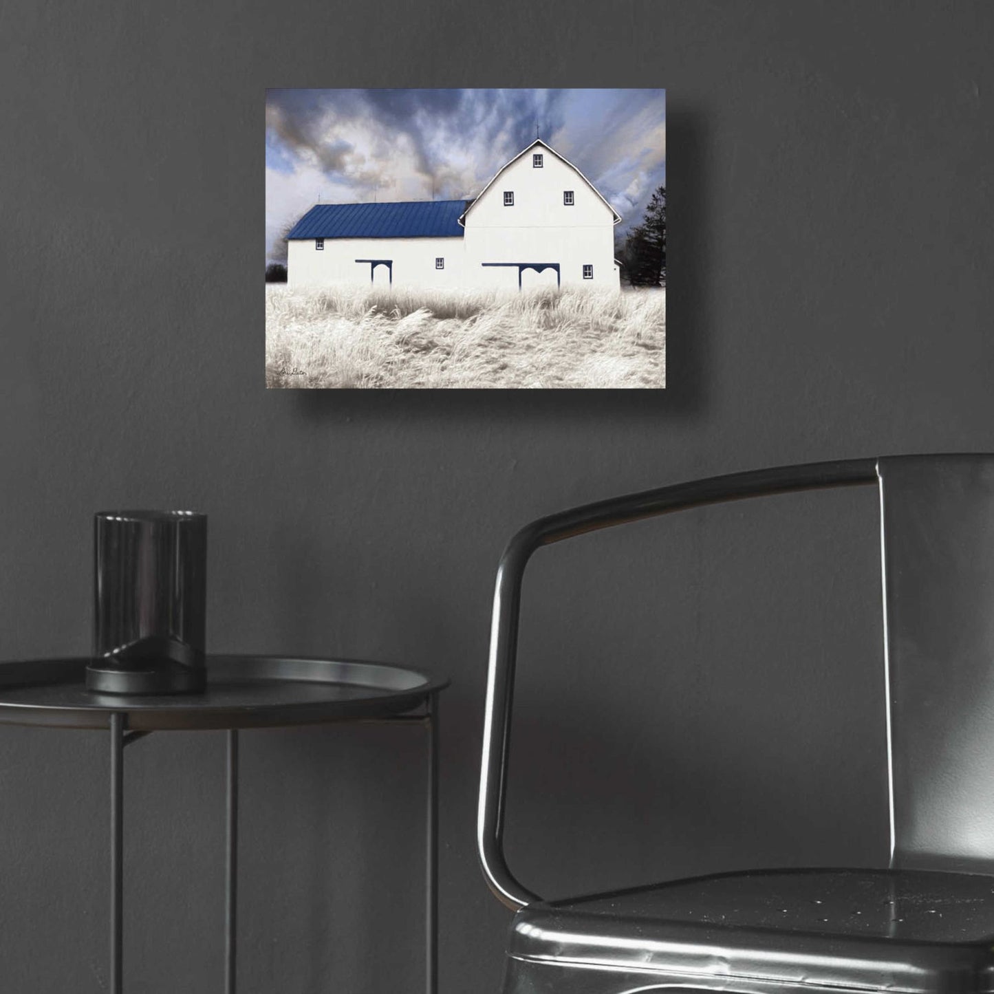 Epic Art 'Blue Trimmed Barn' by Lori Deiter Acrylic Glass Wall Art,16x12