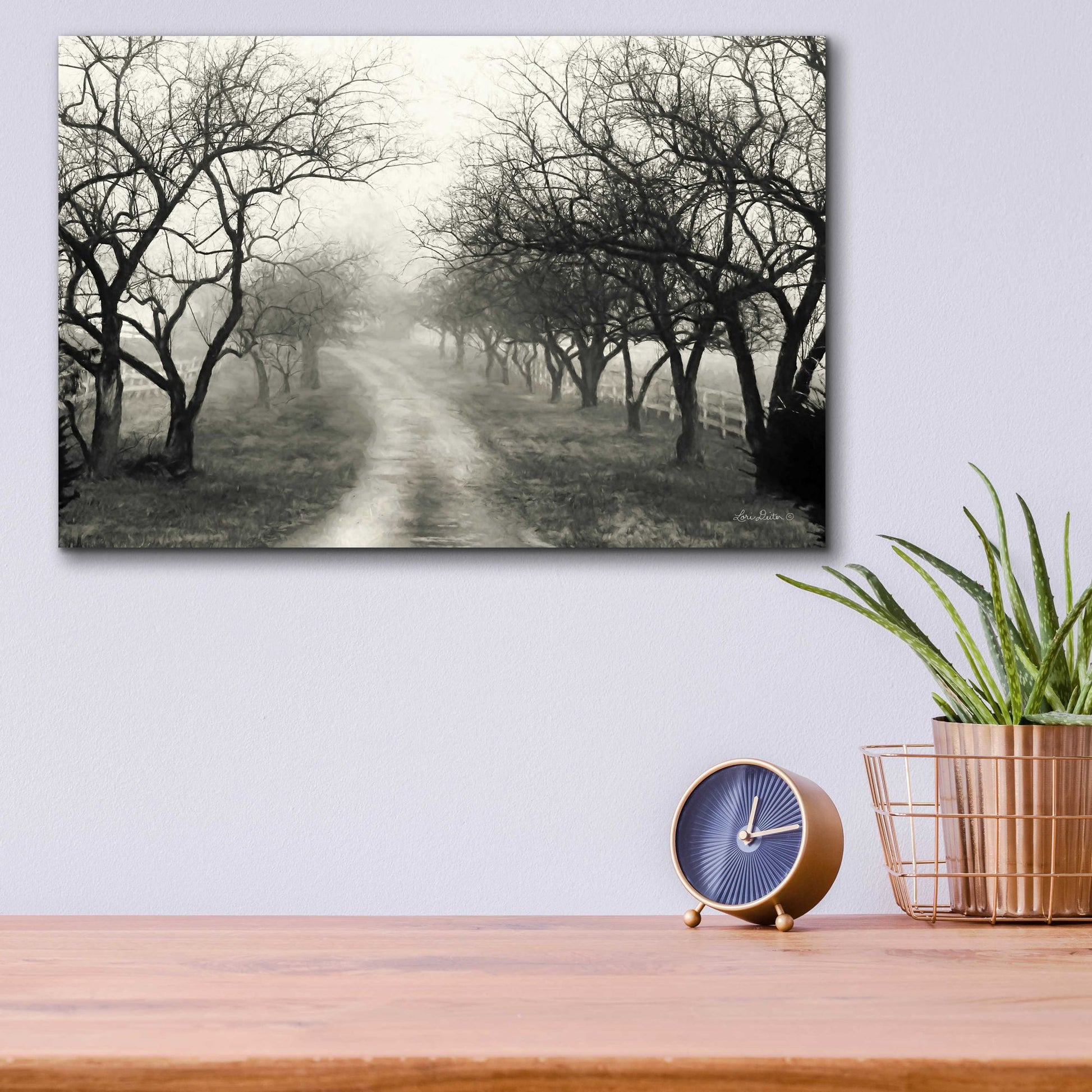 Epic Art 'Foggy Lane' by Lori Deiter Acrylic Glass Wall Art,16x12