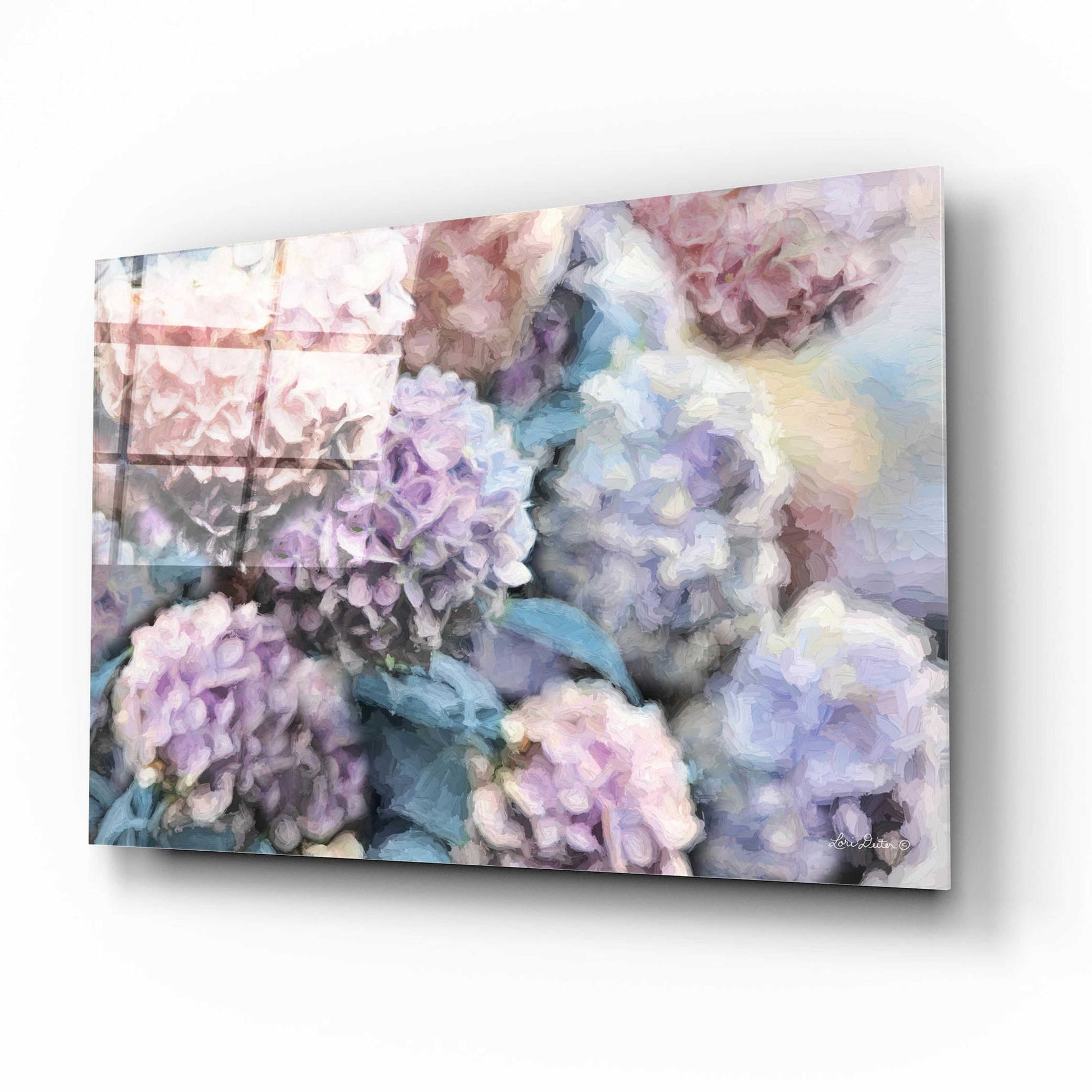 Epic Art 'Hydrangeas Abstract' by Lori Deiter Acrylic Glass Wall Art,16x12