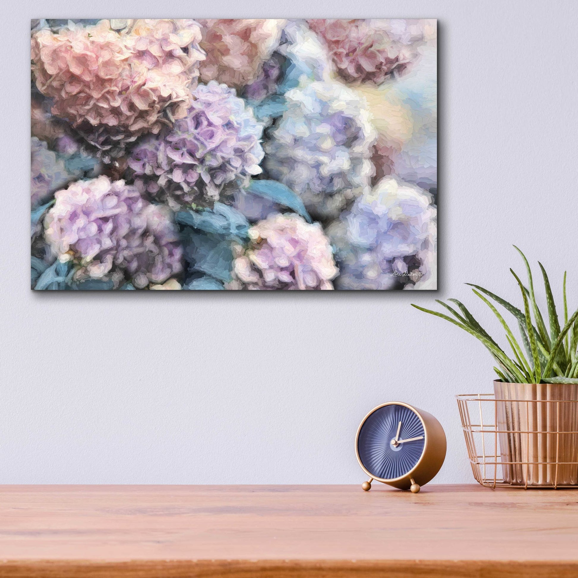 Epic Art 'Hydrangeas Abstract' by Lori Deiter Acrylic Glass Wall Art,16x12