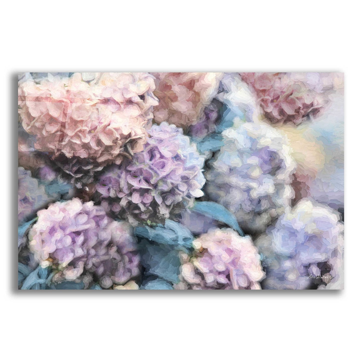 Epic Art 'Hydrangeas Abstract' by Lori Deiter Acrylic Glass Wall Art,24x16