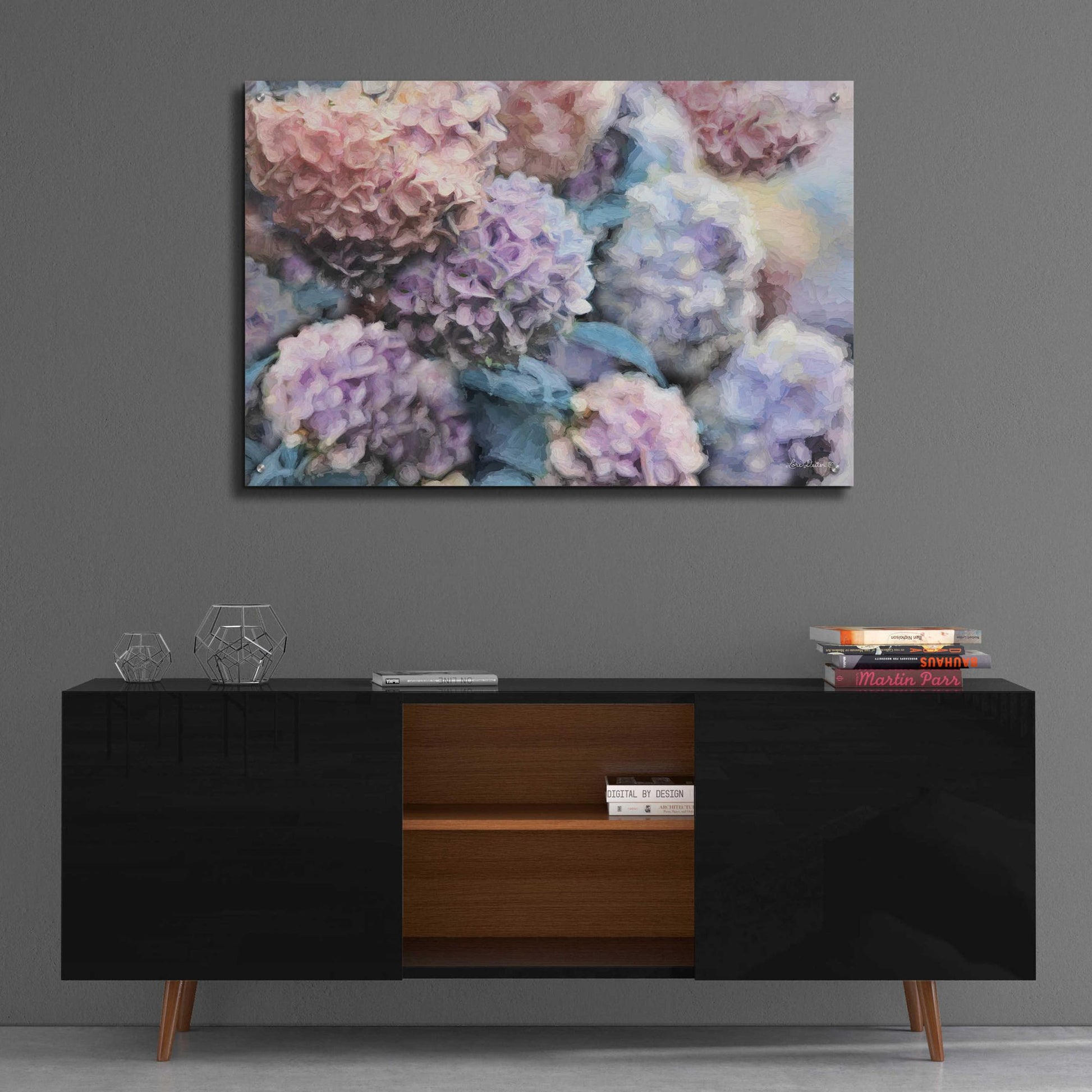 Epic Art 'Hydrangeas Abstract' by Lori Deiter Acrylic Glass Wall Art,36x24