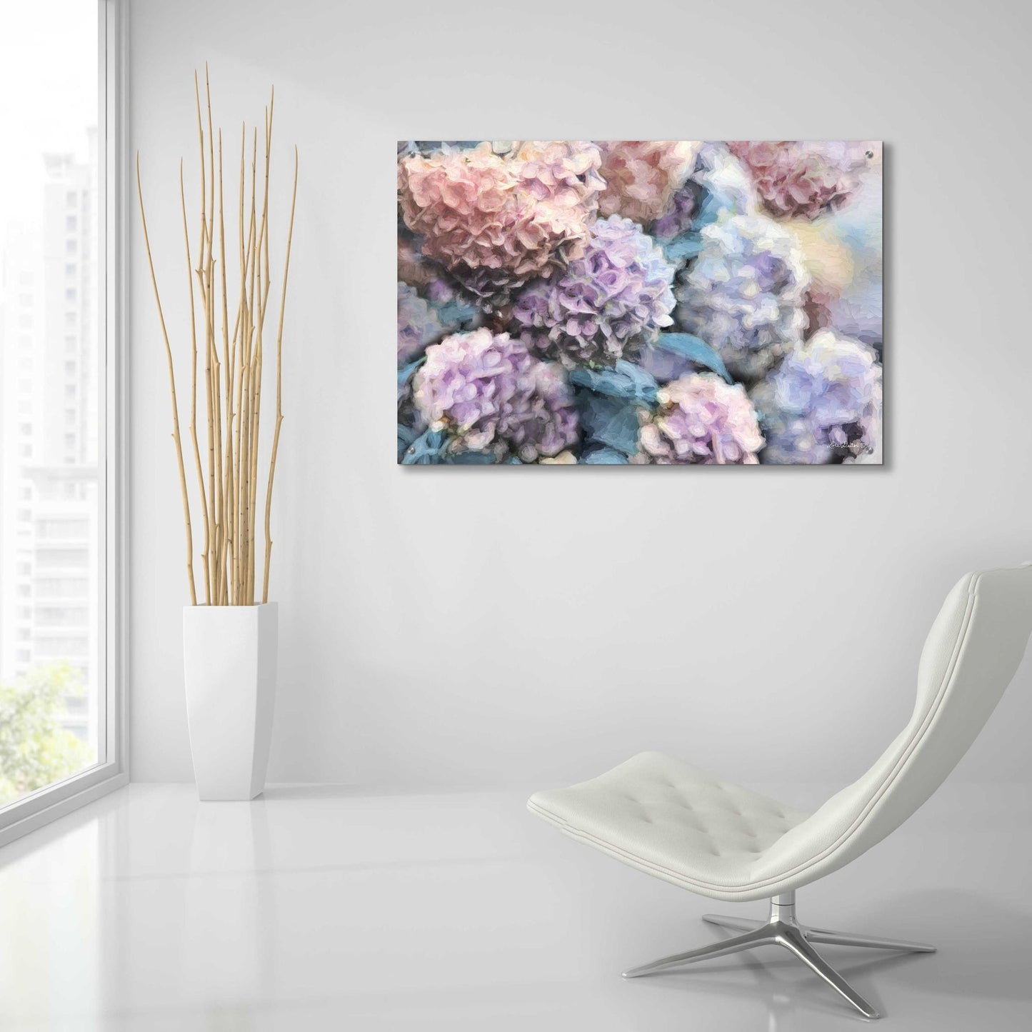 Epic Art 'Hydrangeas Abstract' by Lori Deiter Acrylic Glass Wall Art,36x24