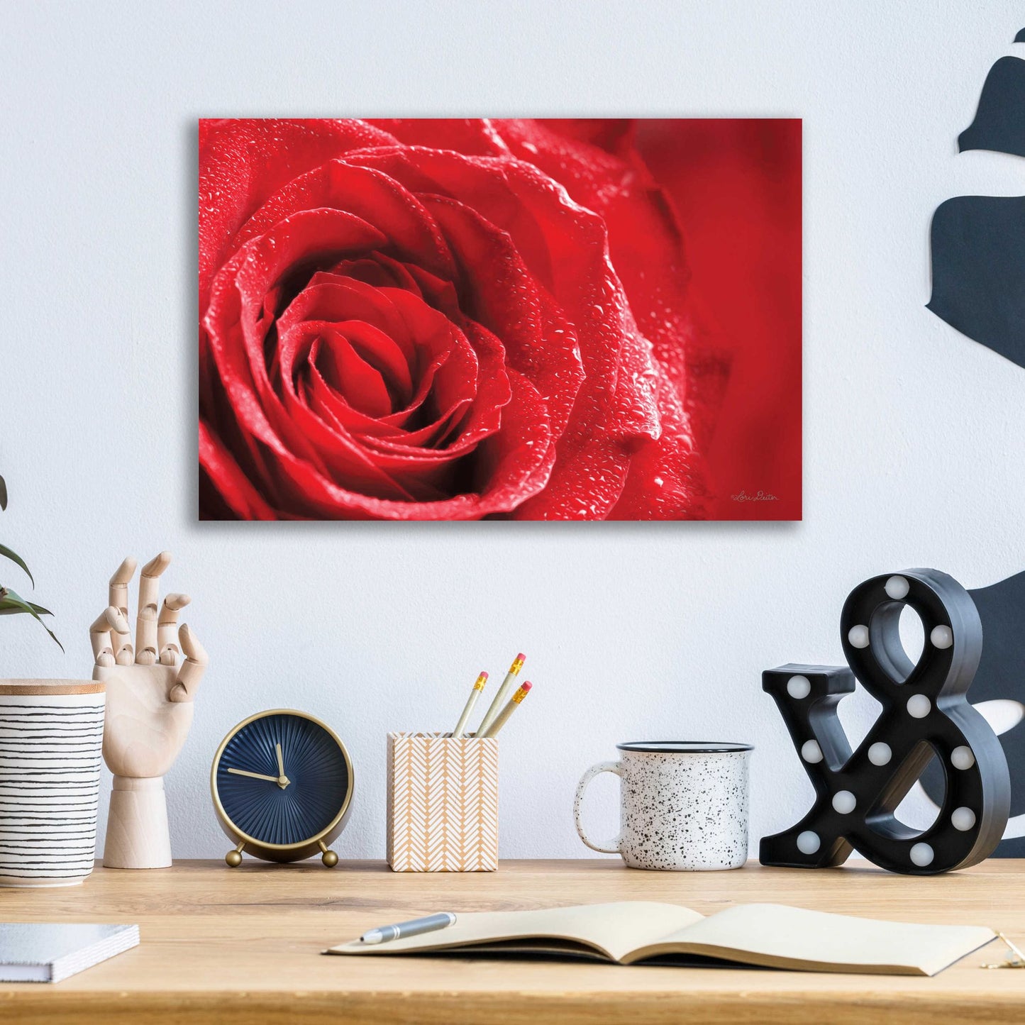 Epic Art 'Red Rose After Rain' by Lori Deiter Acrylic Glass Wall Art,16x12