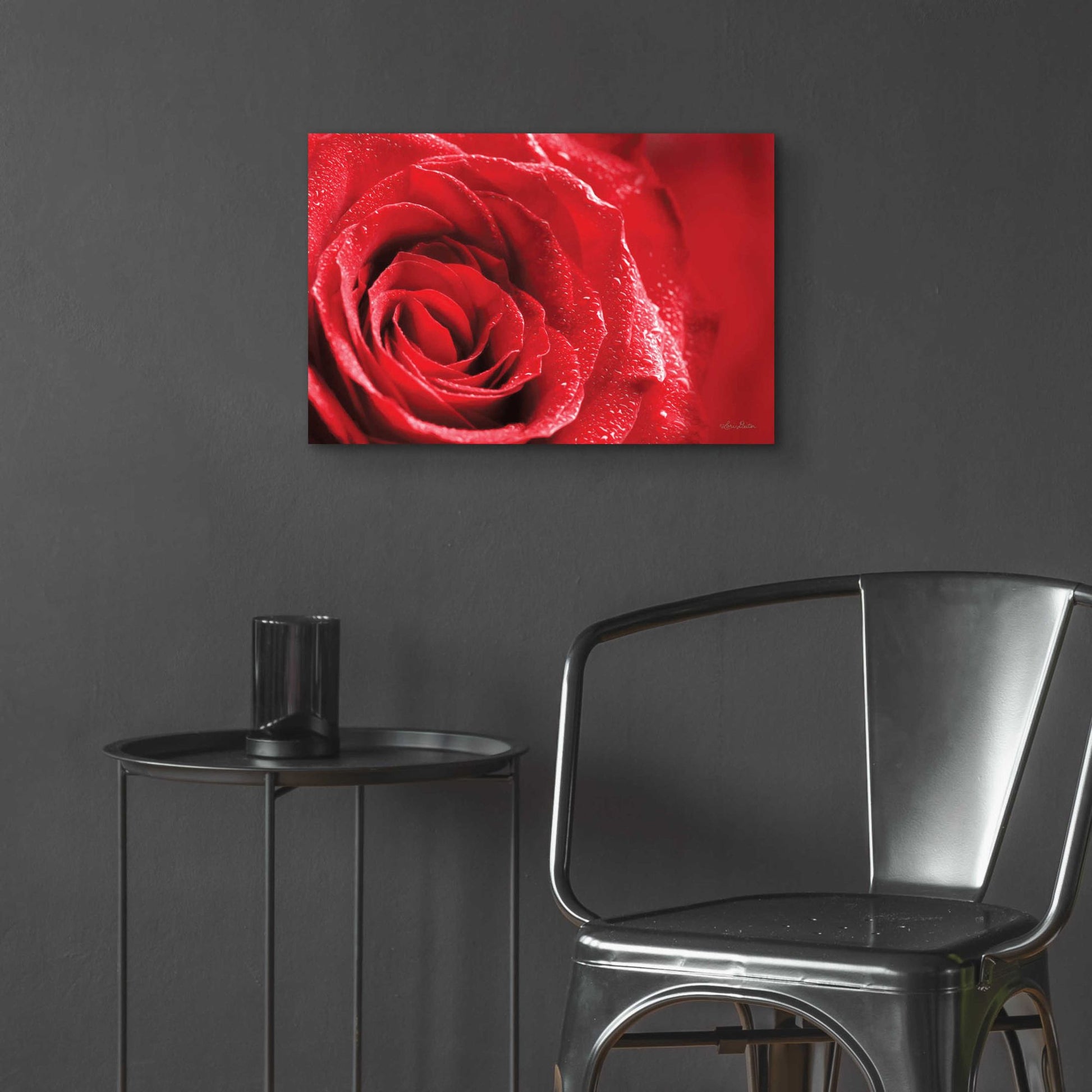 Epic Art 'Red Rose After Rain' by Lori Deiter Acrylic Glass Wall Art,24x16