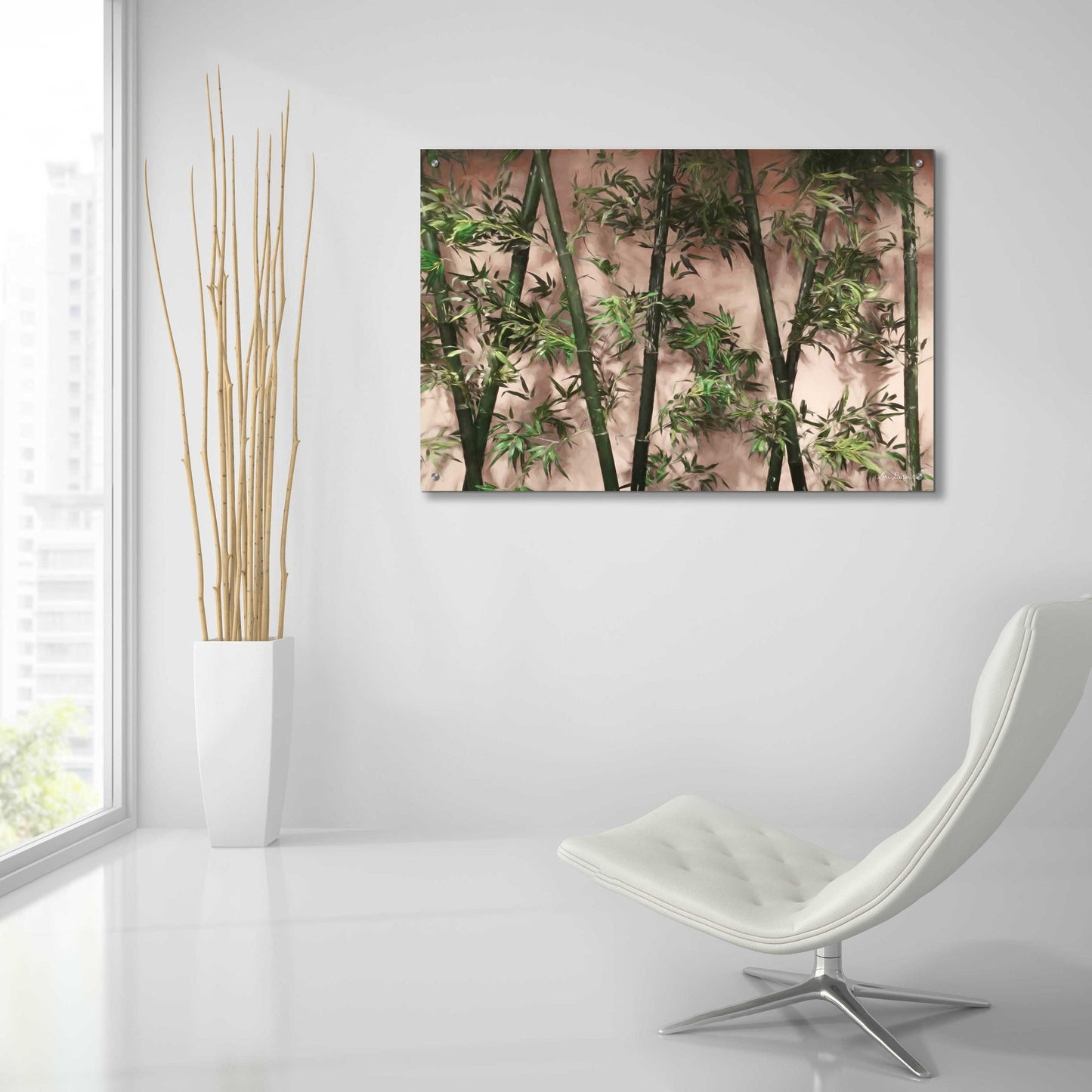 Epic Art 'Bamboo on Blush' by Lori Deiter Acrylic Glass Wall Art,36x24