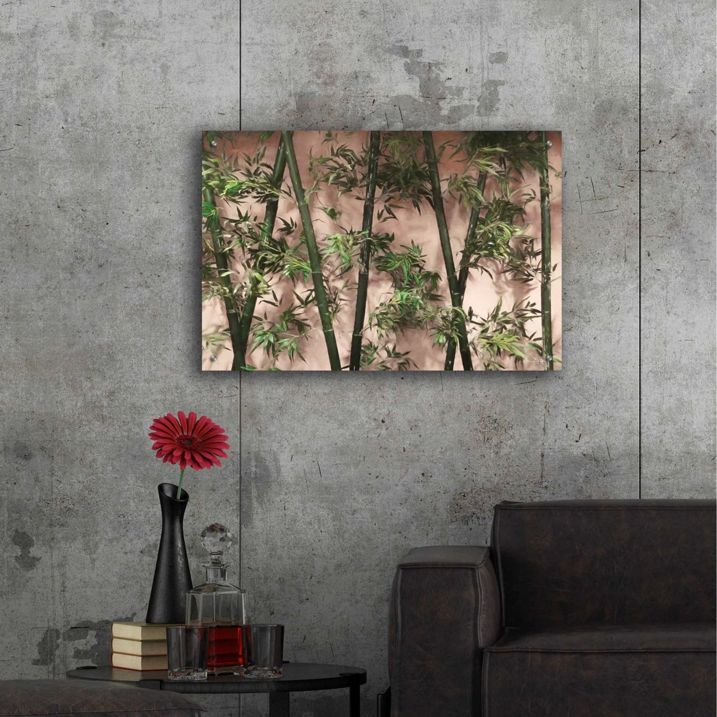 Epic Art 'Bamboo on Blush' by Lori Deiter Acrylic Glass Wall Art,36x24