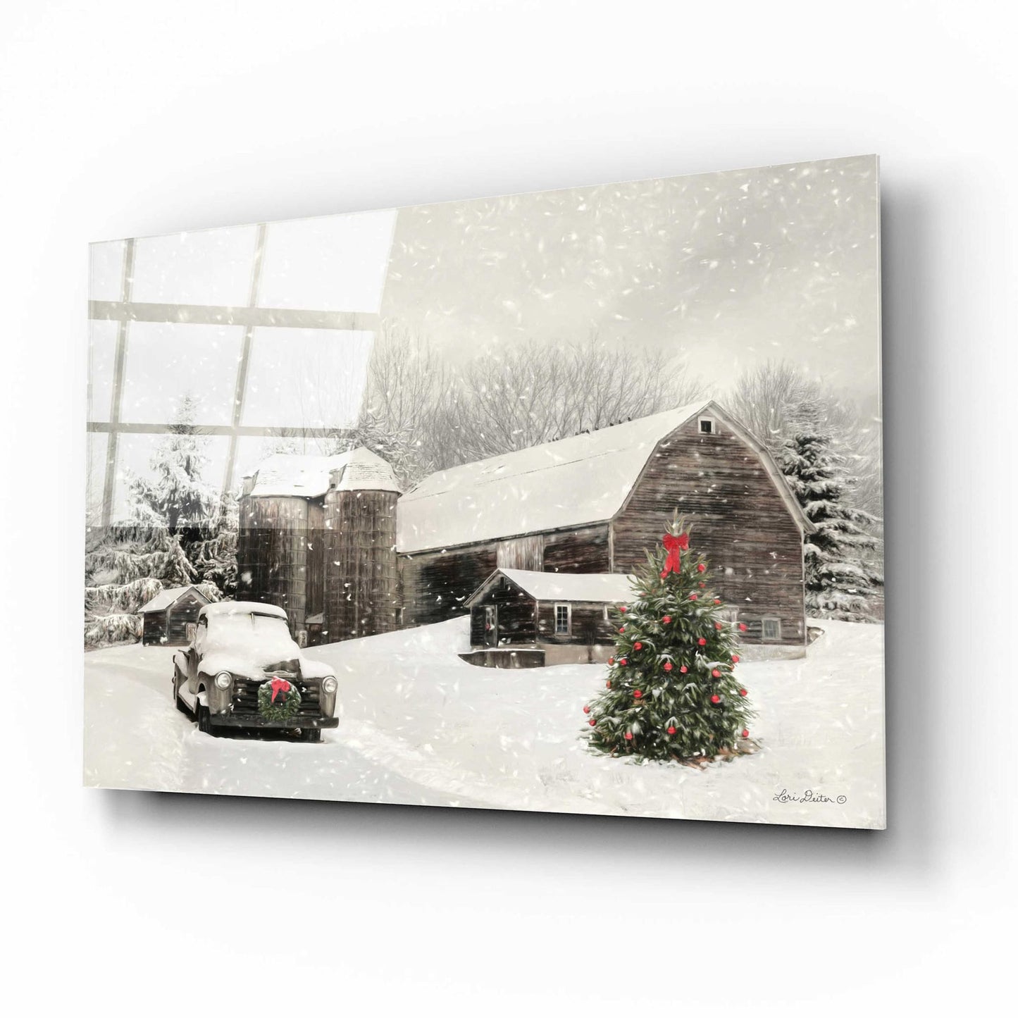 Epic Art 'Farmhouse Christmas' by Lori Deiter Acrylic Glass Wall Art,16x12