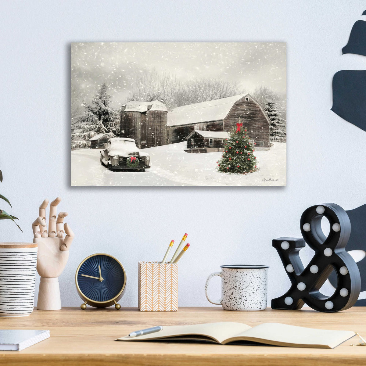 Epic Art 'Farmhouse Christmas' by Lori Deiter Acrylic Glass Wall Art,16x12