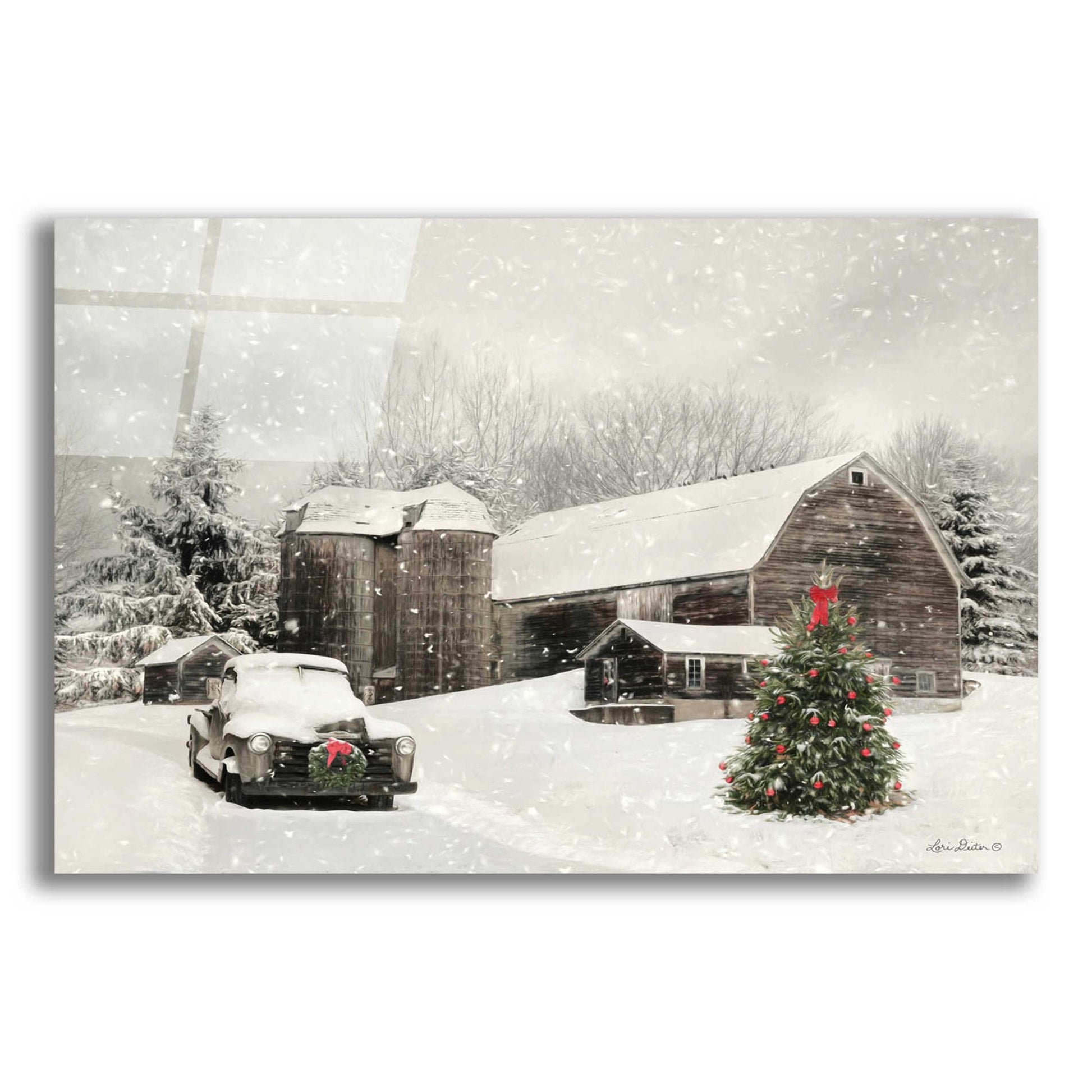 Epic Art 'Farmhouse Christmas' by Lori Deiter Acrylic Glass Wall Art,24x16