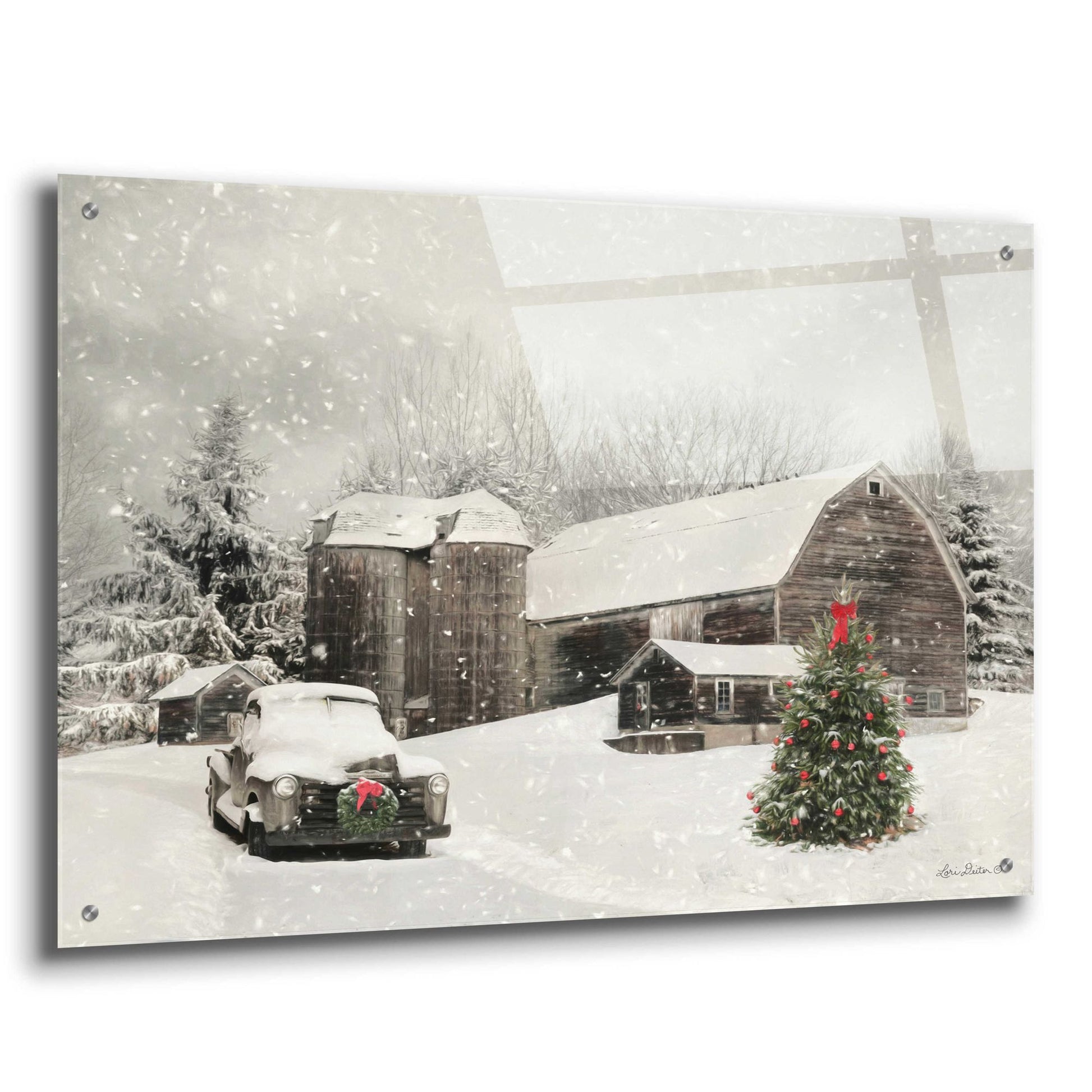 Epic Art 'Farmhouse Christmas' by Lori Deiter Acrylic Glass Wall Art,36x24