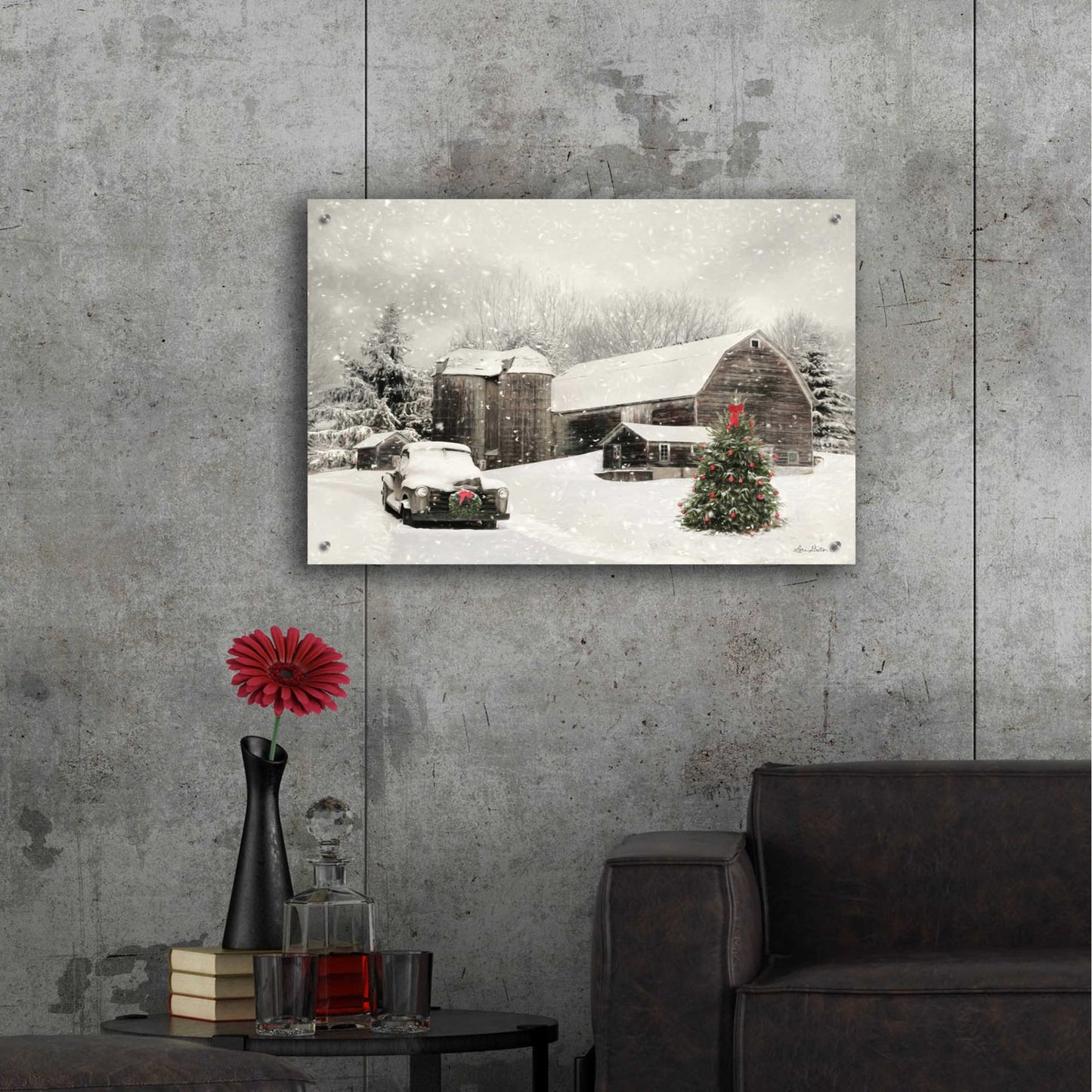 Epic Art 'Farmhouse Christmas' by Lori Deiter Acrylic Glass Wall Art,36x24