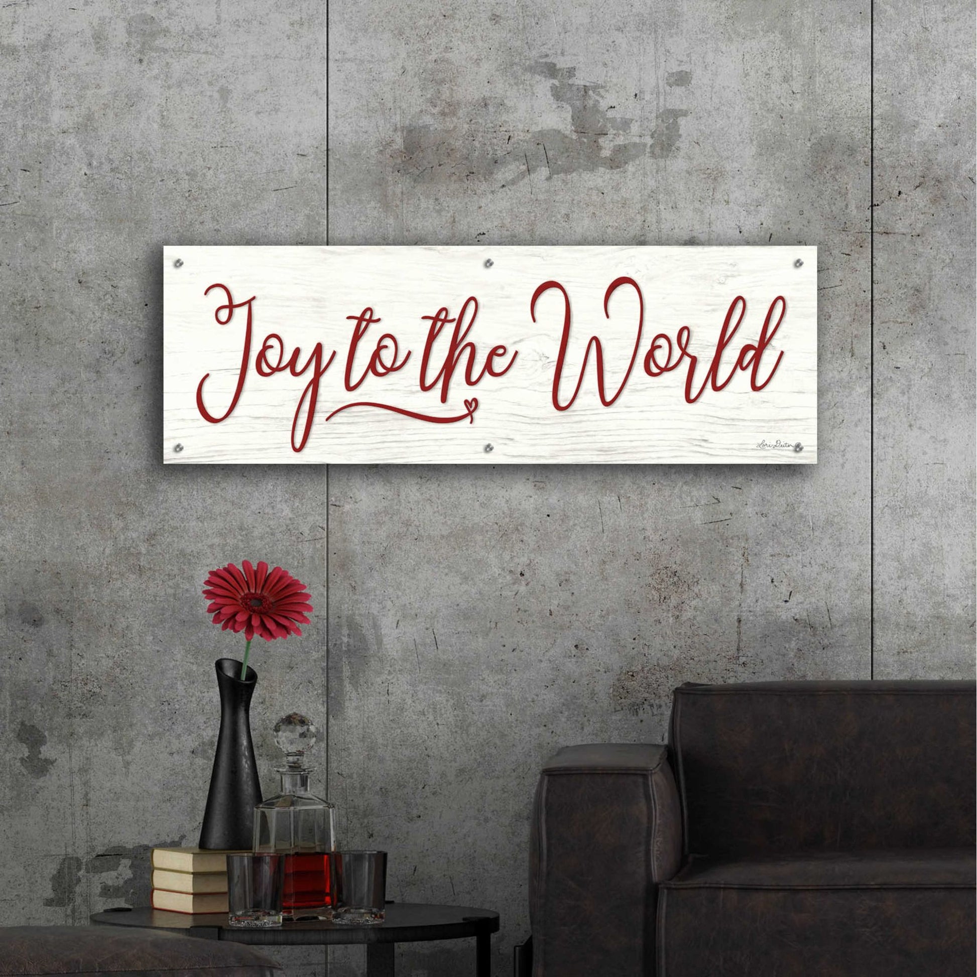 Epic Art 'Joy to the World' by Lori Deiter Acrylic Glass Wall Art,48x16