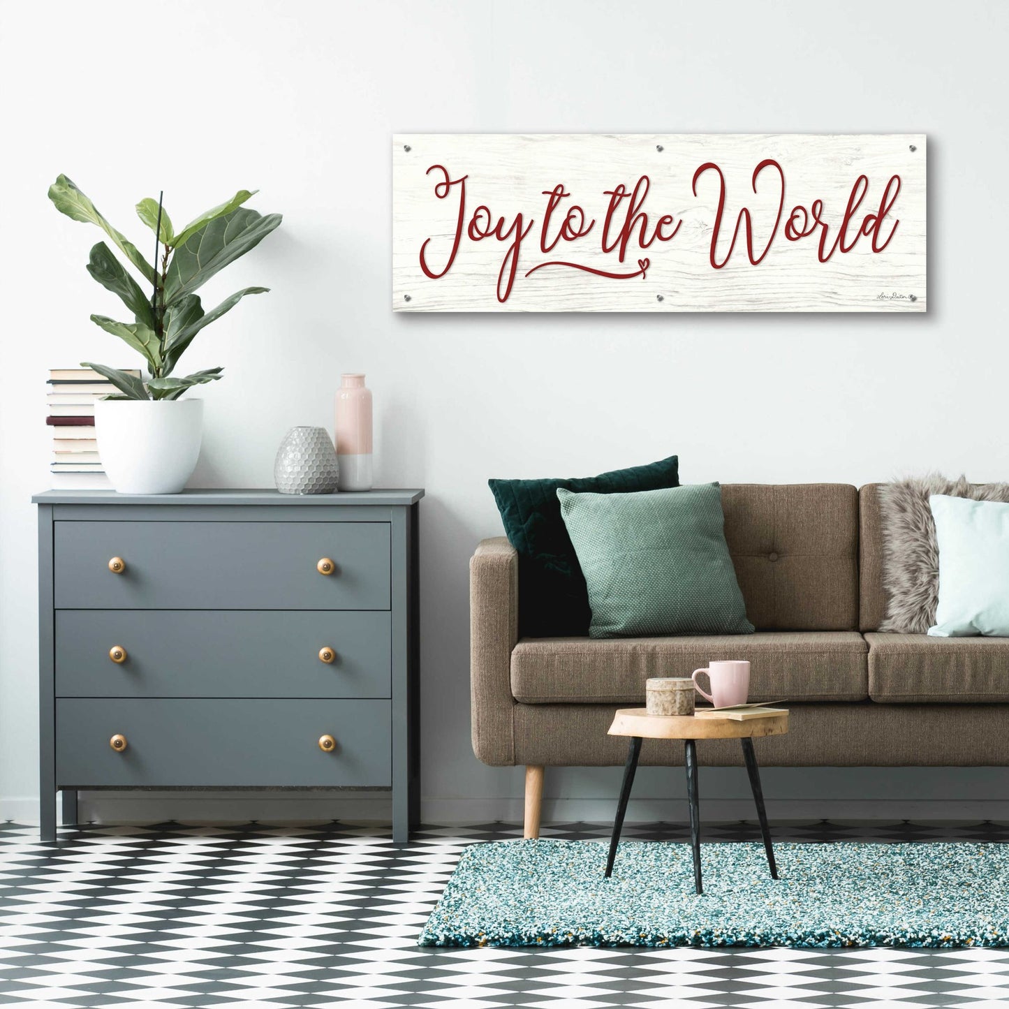 Epic Art 'Joy to the World' by Lori Deiter Acrylic Glass Wall Art,48x16