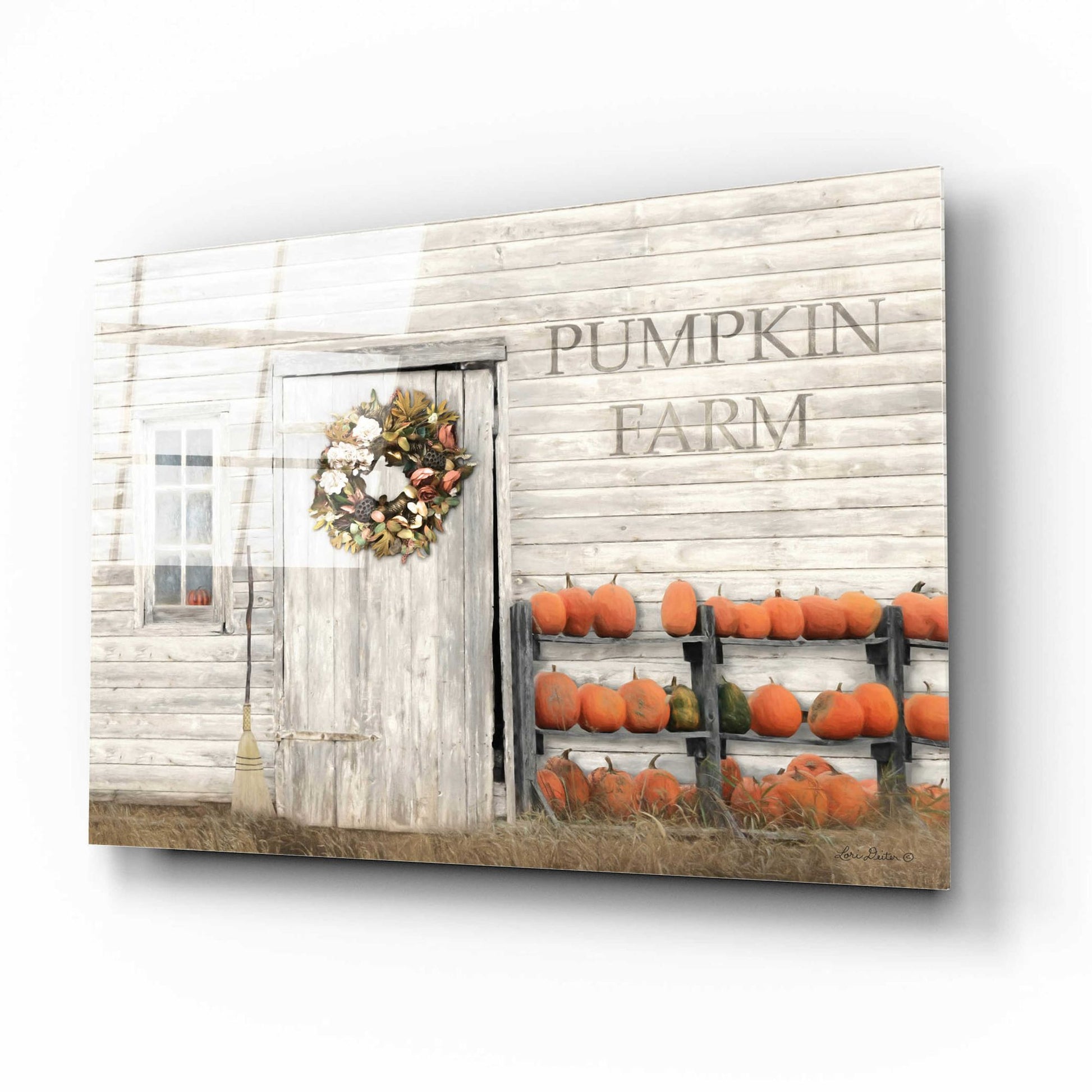 Epic Art 'Pumpkin Farm' by Lori Deiter Acrylic Glass Wall Art,16x12