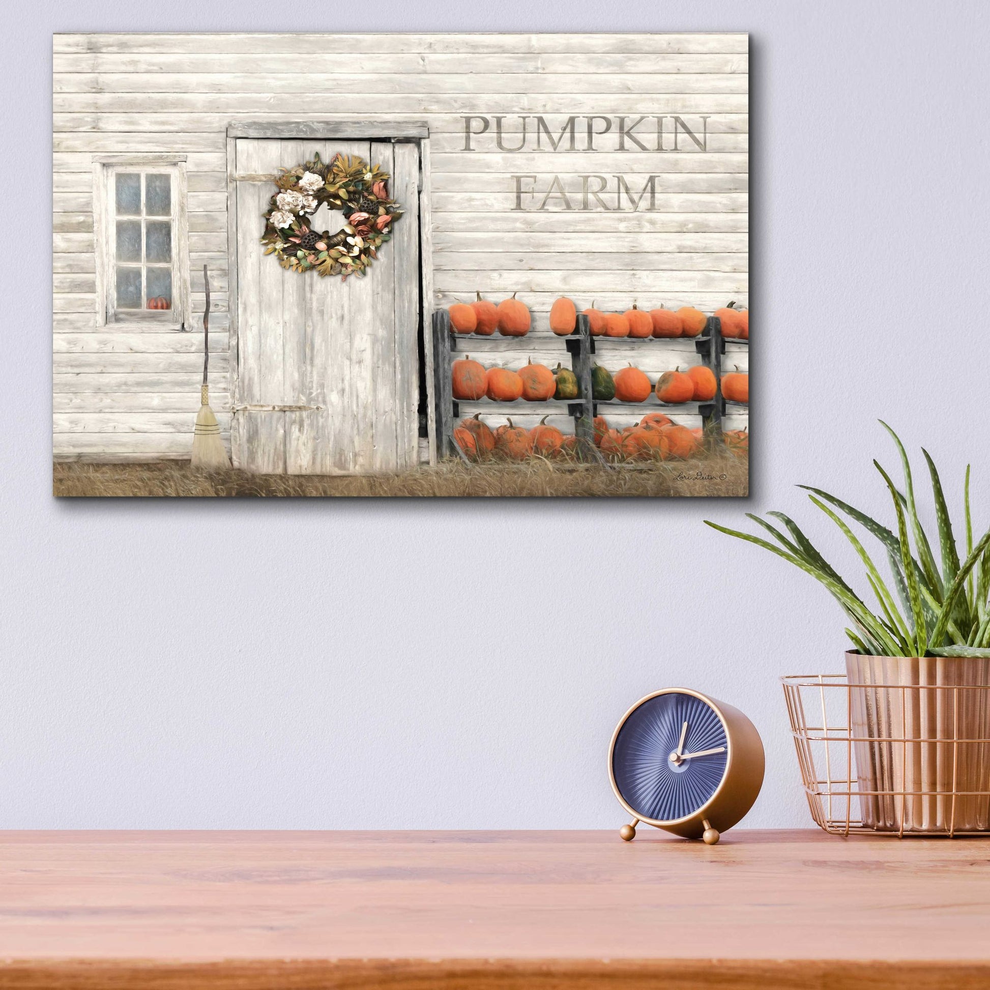 Epic Art 'Pumpkin Farm' by Lori Deiter Acrylic Glass Wall Art,16x12