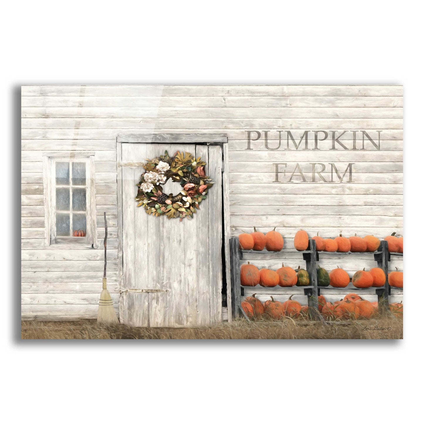 Epic Art 'Pumpkin Farm' by Lori Deiter Acrylic Glass Wall Art,24x16