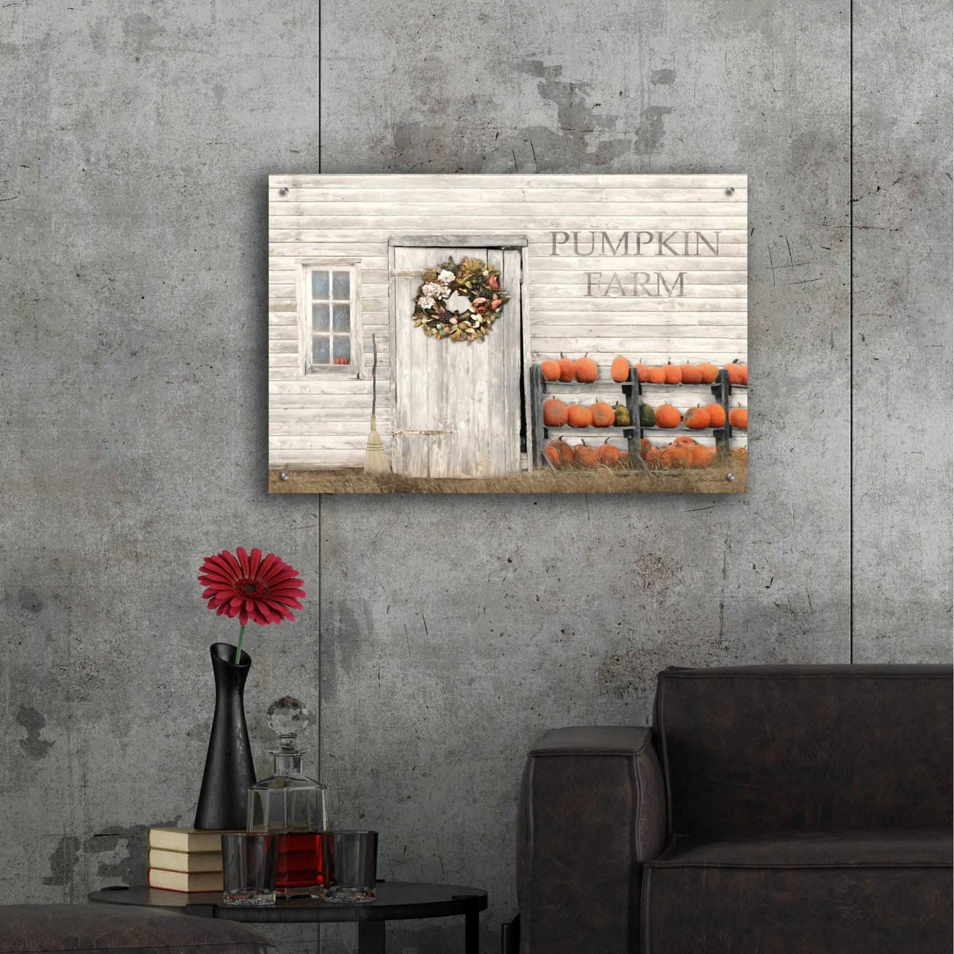 Epic Art 'Pumpkin Farm' by Lori Deiter Acrylic Glass Wall Art,36x24