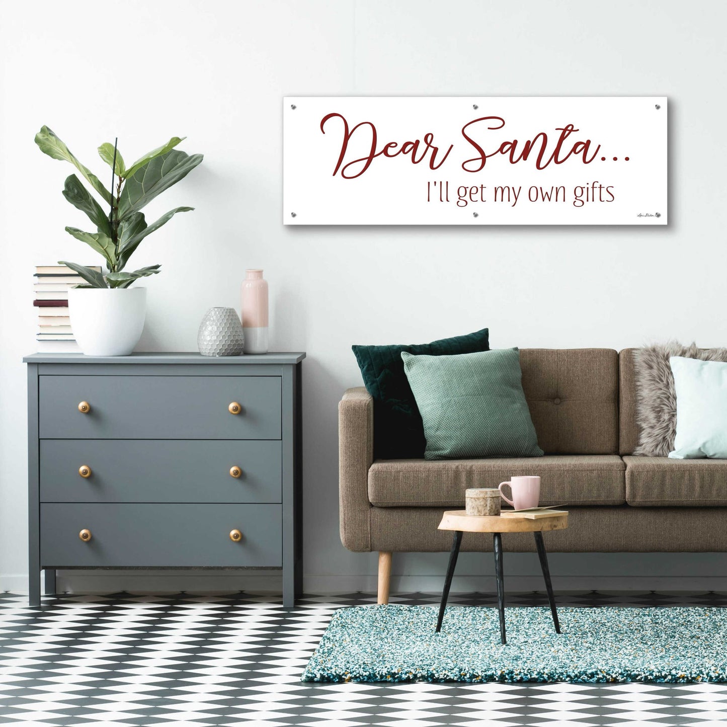 Epic Art 'Dear Santa - I'll Get My Own Gifts' by Lori Deiter Acrylic Glass Wall Art,48x16