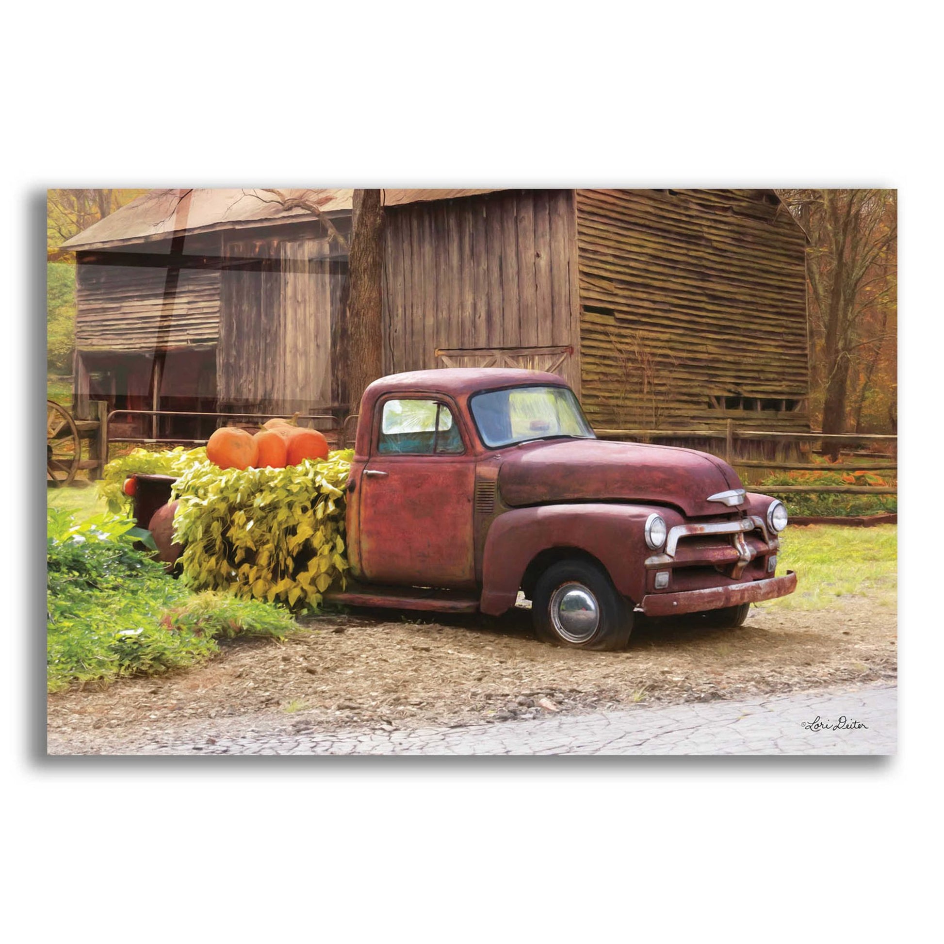 Epic Art 'Fall Pumpkin Truck' by Lori Deiter Acrylic Glass Wall Art,24x16