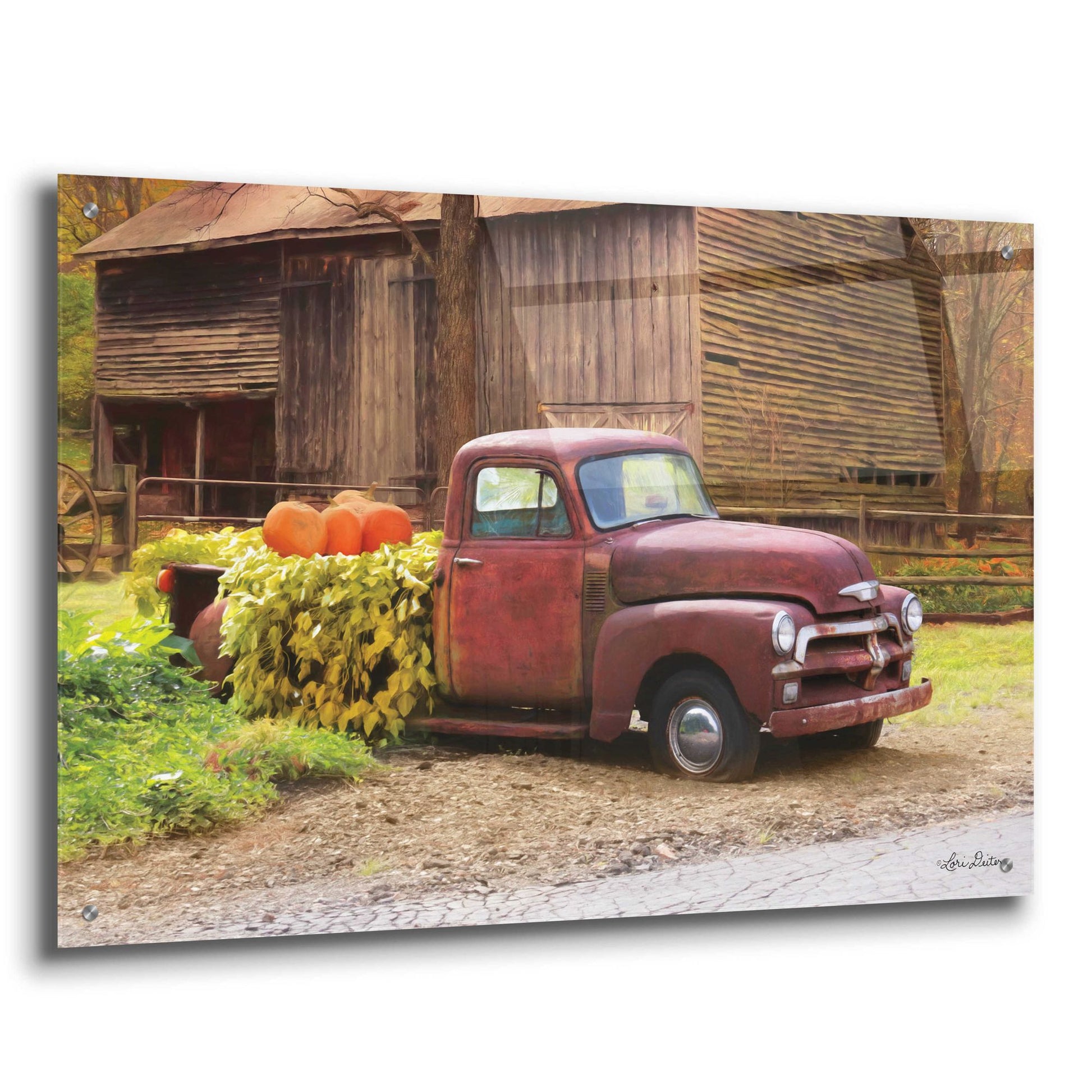 Epic Art 'Fall Pumpkin Truck' by Lori Deiter Acrylic Glass Wall Art,36x24