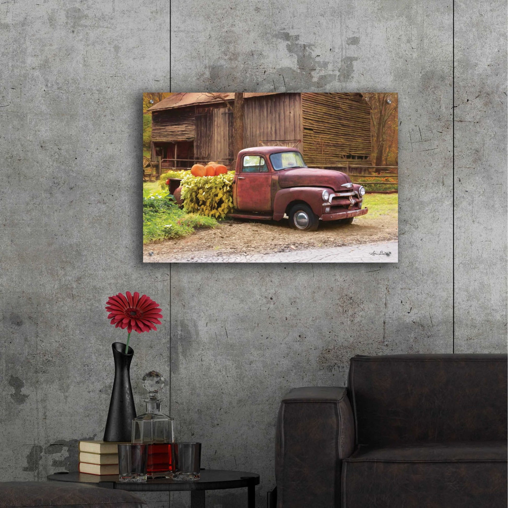 Epic Art 'Fall Pumpkin Truck' by Lori Deiter Acrylic Glass Wall Art,36x24