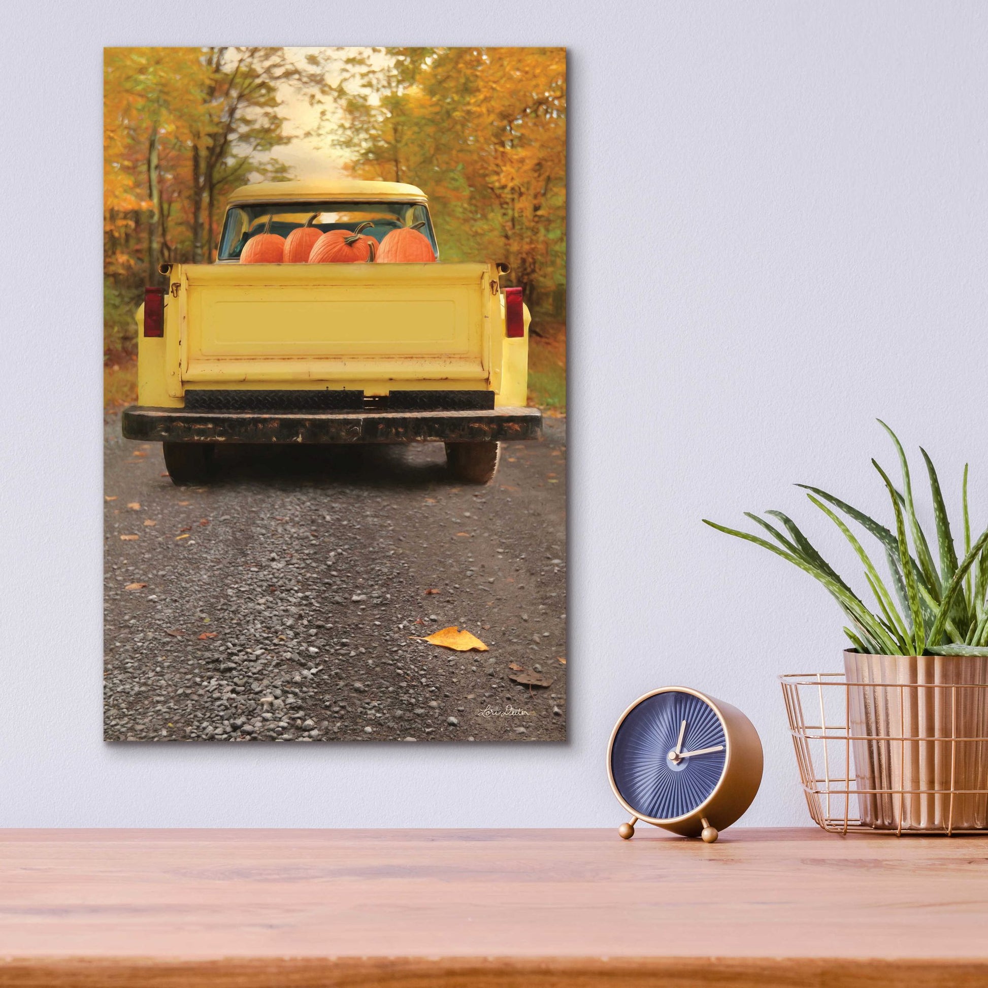 Epic Art 'Yellow Pumpkin Hauler' by Lori Deiter Acrylic Glass Wall Art,12x16