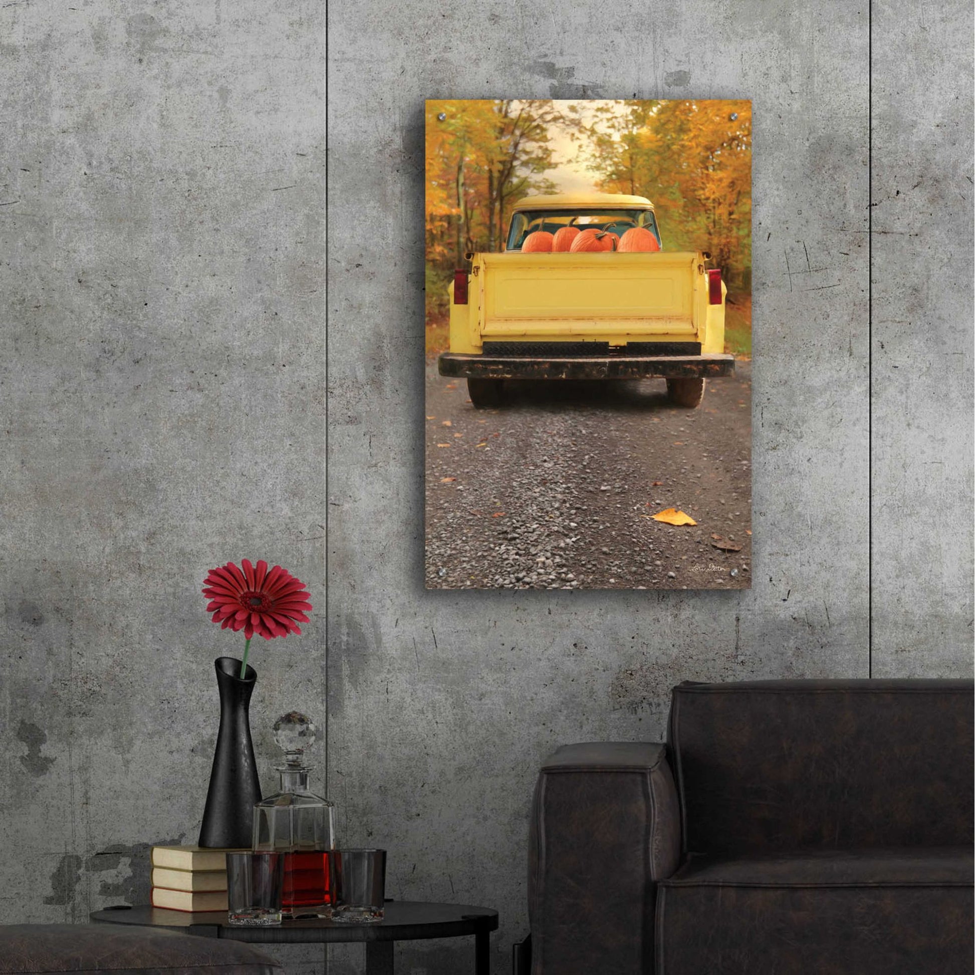 Epic Art 'Yellow Pumpkin Hauler' by Lori Deiter Acrylic Glass Wall Art,24x36