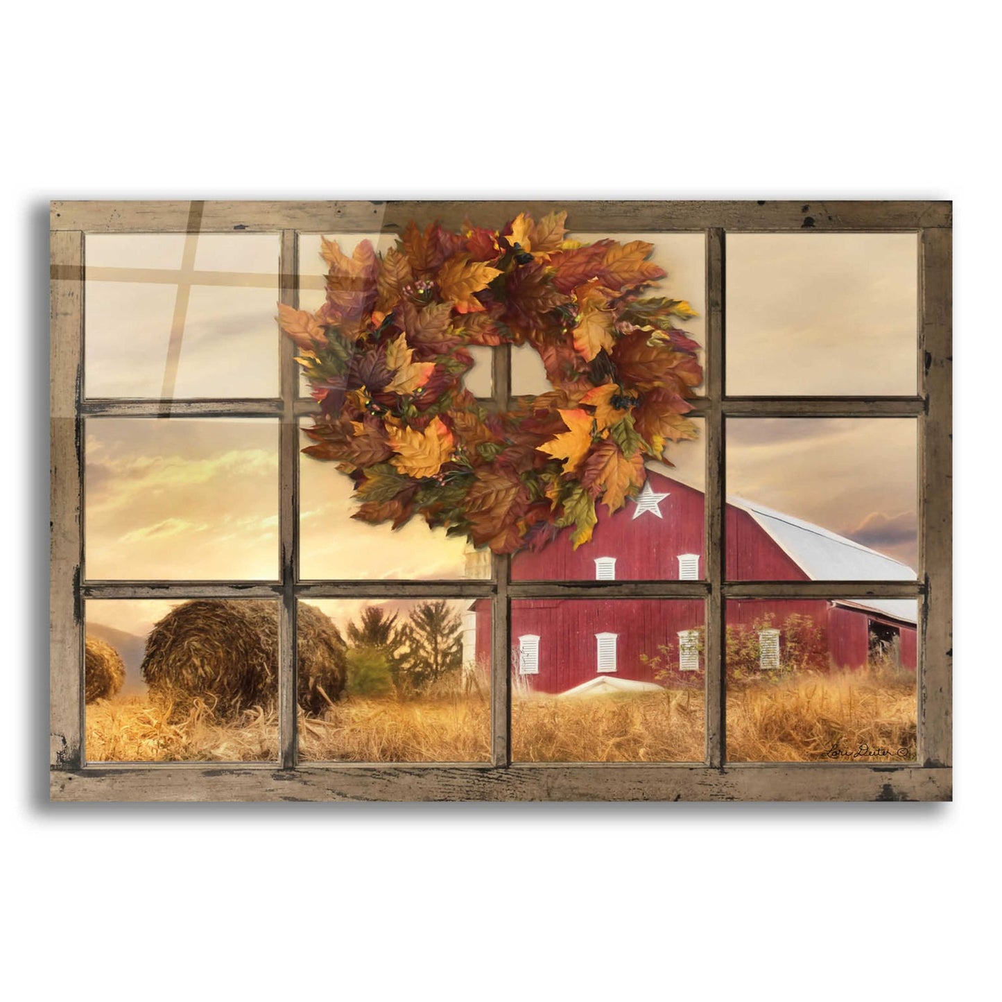 Epic Art 'Fall Window View' by Lori Deiter Acrylic Glass Wall Art,24x16